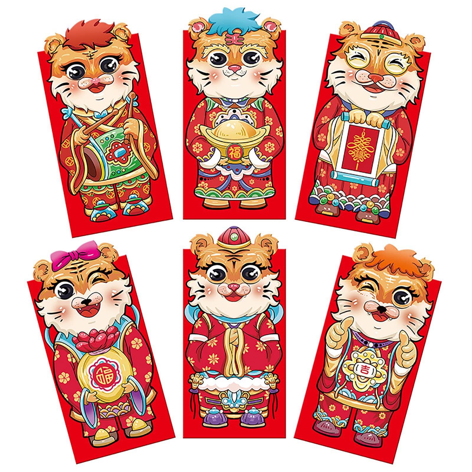 TBoxBo 6 PCS 2024 Chinese New Year Dragon Red Envelopes - Lucky Money Packets for Lunar New Year, Weddings, Birthdays | Festive Hong Bao for Gifts & Celebrations
