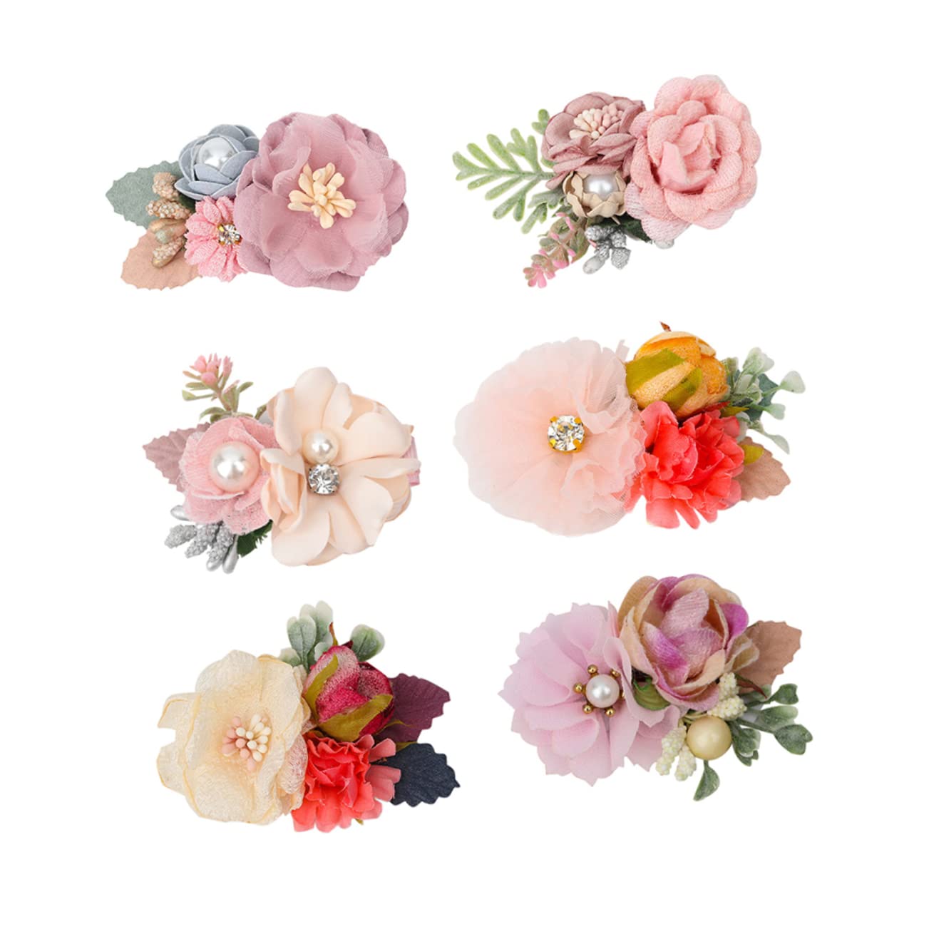 GAFOKI 6pcs Crystal Flower Hair Clips for Women - Elegant Bridal Wedding Hair Accessories, Ponytail Holders, Barrettes & Scrunchies for Girls - Perfect for Parties, Prom, Dances & Special Occasions