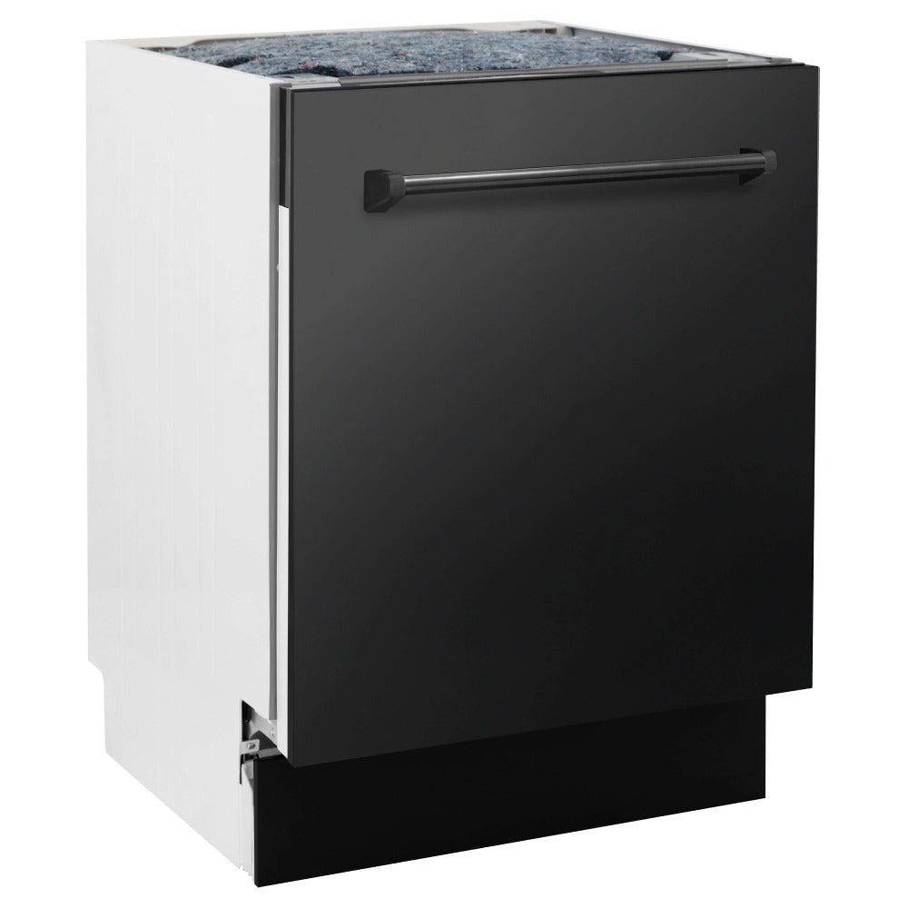 ZLINE 48-Inch Black Stainless Steel Kitchen Package - 5KPR Dual Fuel Range, RABRH48 Range Hood, MWDWV Microwave Drawer & 24