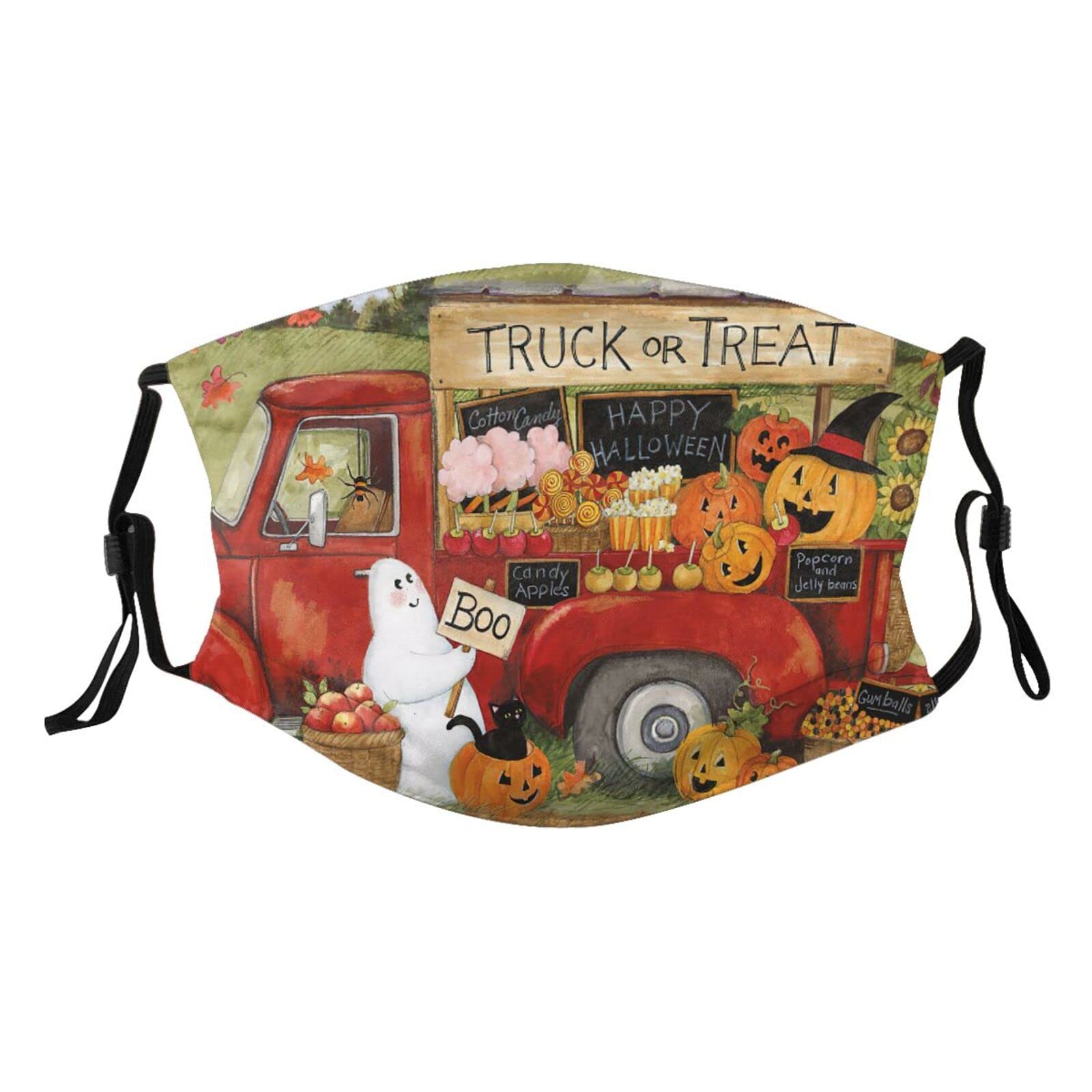 Halloween Face Mask for Adults - Washable & Adjustable Bandana Balaclava with Nose Wire - Pumpkin Design for Women & Men - Perfect for Trick or Treating, Costume Parties & Outdoor Events