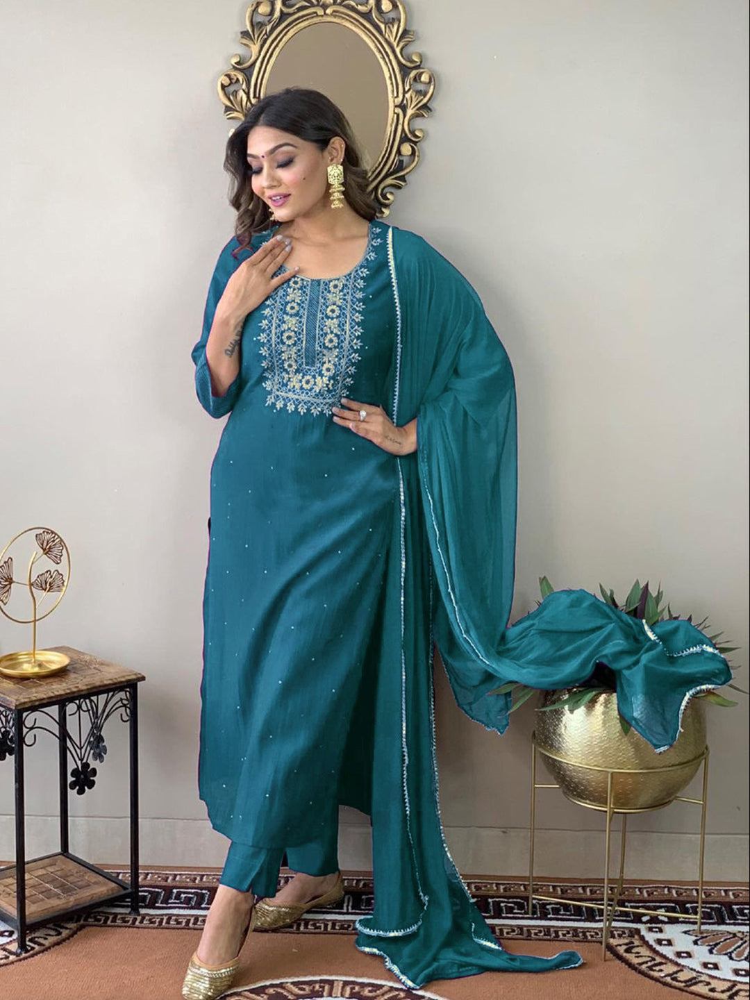 Stylish Blue Designer Pant Suit with Elegant Embroidery - Perfect for Weddings, Parties & Formal Events