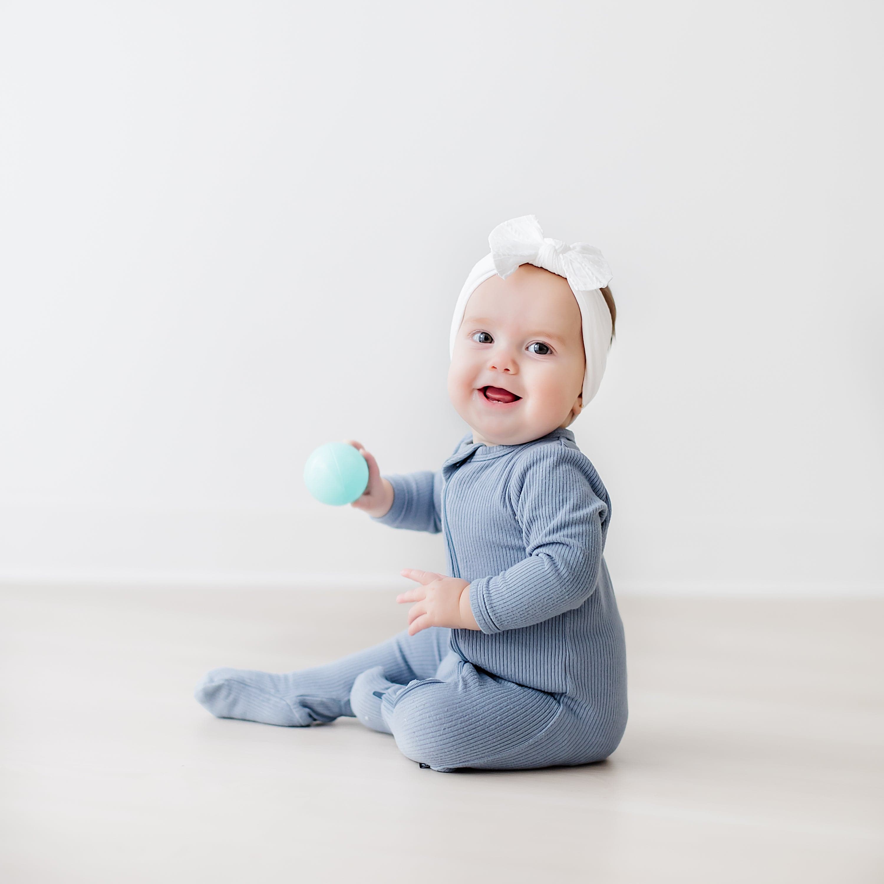 Slate Ribbed Zipper Footie - Cozy Baby Sleepwear for Winter Nights | Soft & Warm Infant Pajamas