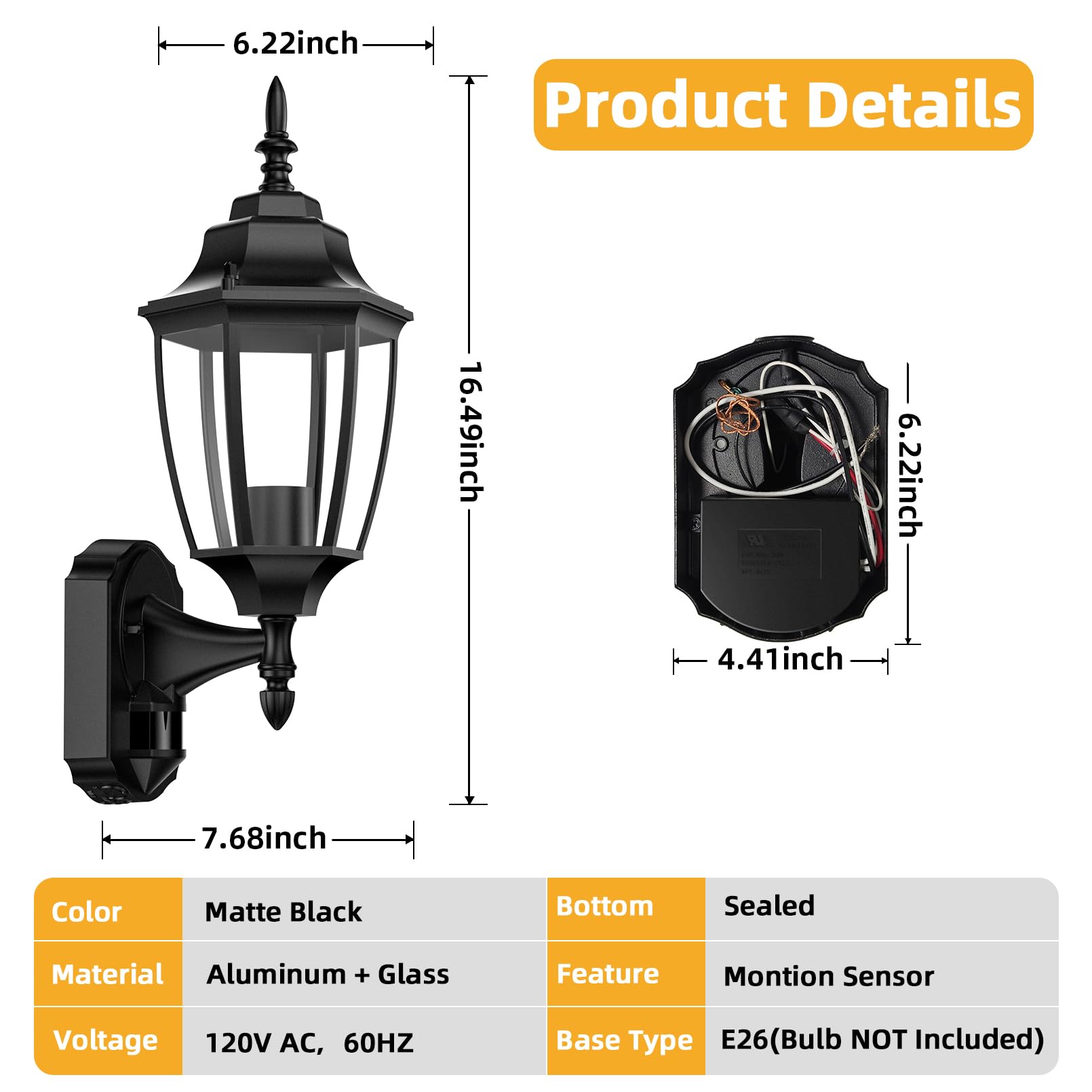 Lamomo 2 Pack Outdoor Wall Sconce with Dusk to Dawn Motion Sensor - 3 Lighting Modes, Aluminum Anti-Rust & Waterproof Exterior Light Fixture - Perfect for Porch, Patio, Front Door, Garage & Backyard Security Lighting