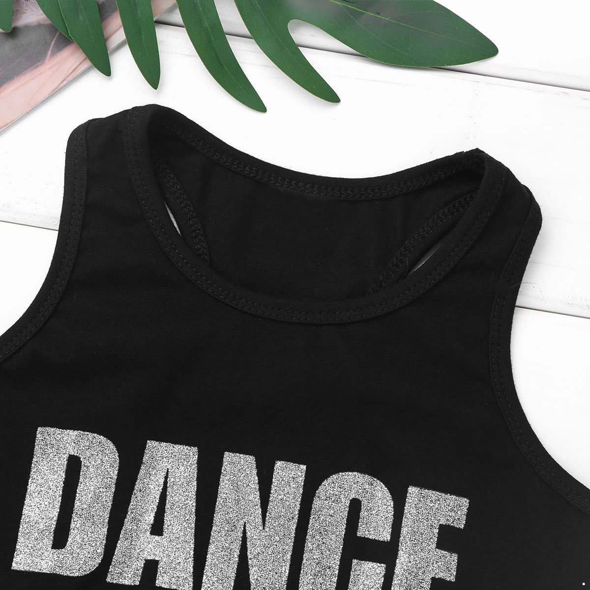 Moily Girls Shiny Dance Sports Bra Top - Racerback Crop Tank Tee for Gymnastics, Dance, Gym & Workout - Perfect for Ballet, Cheerleading, Yoga & Active Play