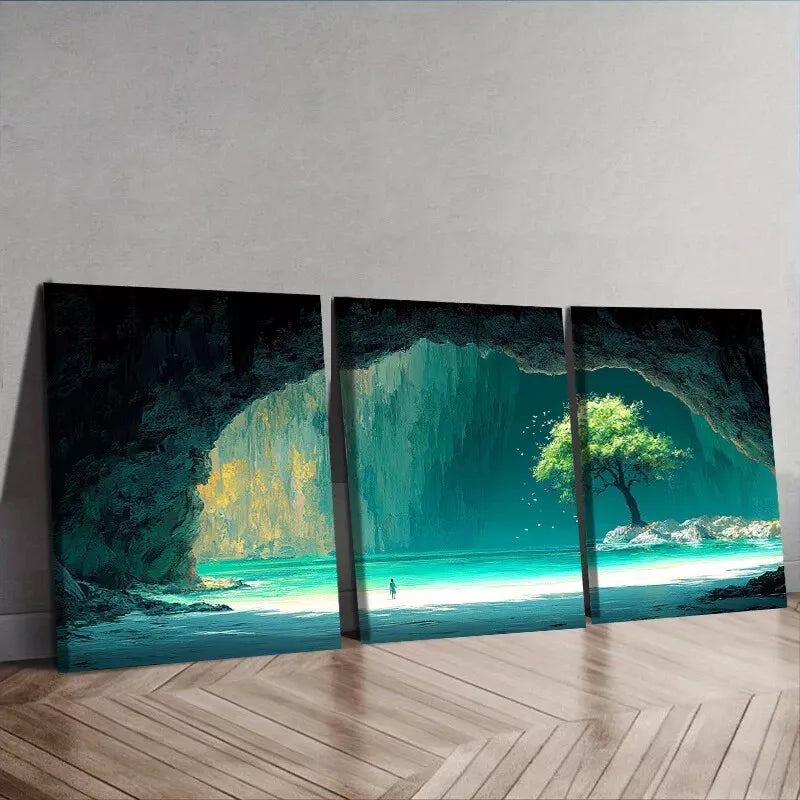 3-Piece Cave Nature Wall Art Set - Framed Canvas Prints 40x60cm - High Quality Australian Made Wall Decor - Ready to Hang - Perfect for Living Room, Bedroom & Office Decor
