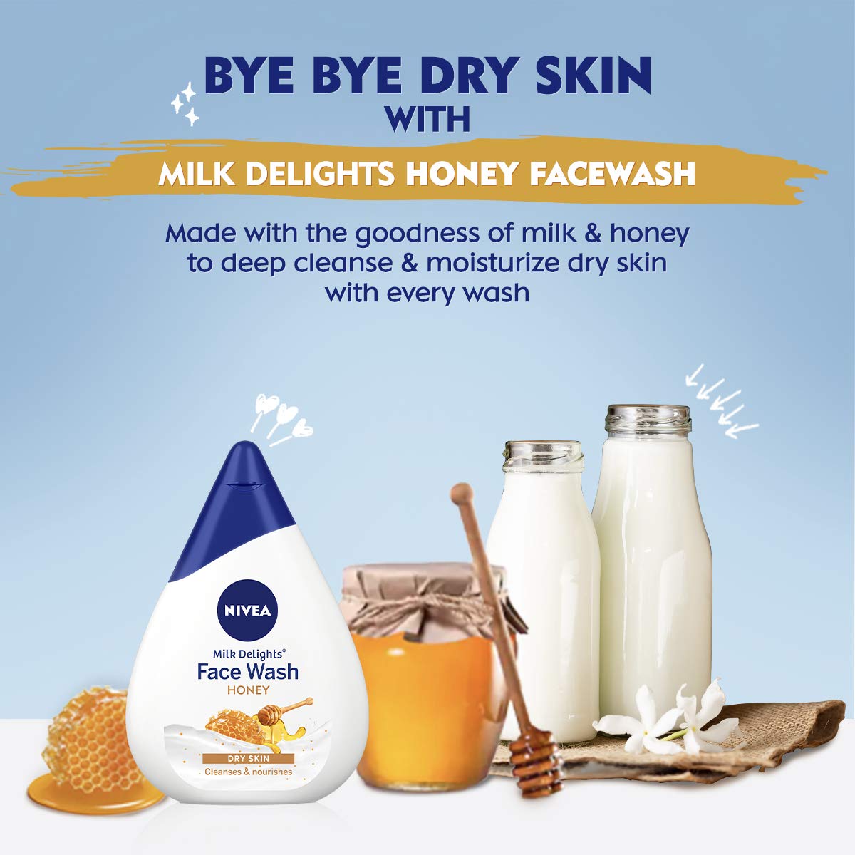 Nivea Fruity Berry Shine Lip Balm 4.8g - Hydrating Purple Tint Lip Care | NIVEA Milk Delights Honey Face Wash 100ml for Dry Skin - Gentle Cleansing & Moisturizing | Perfect for Daily Skincare Routine & On-The-Go Lip Protection
