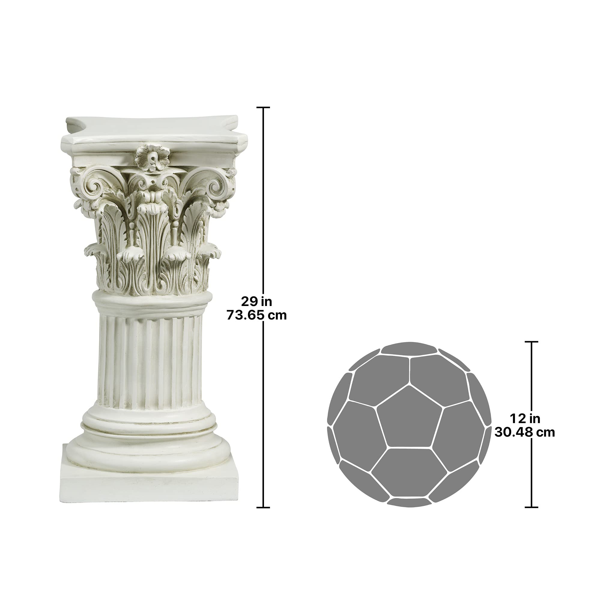 Design Toscano Corinthian Pedestal Column Plant Stand - 29 Inch Tall Cast Stone Resin with Antique Finish | Indoor/Outdoor Garden Decor, Home & Office Display