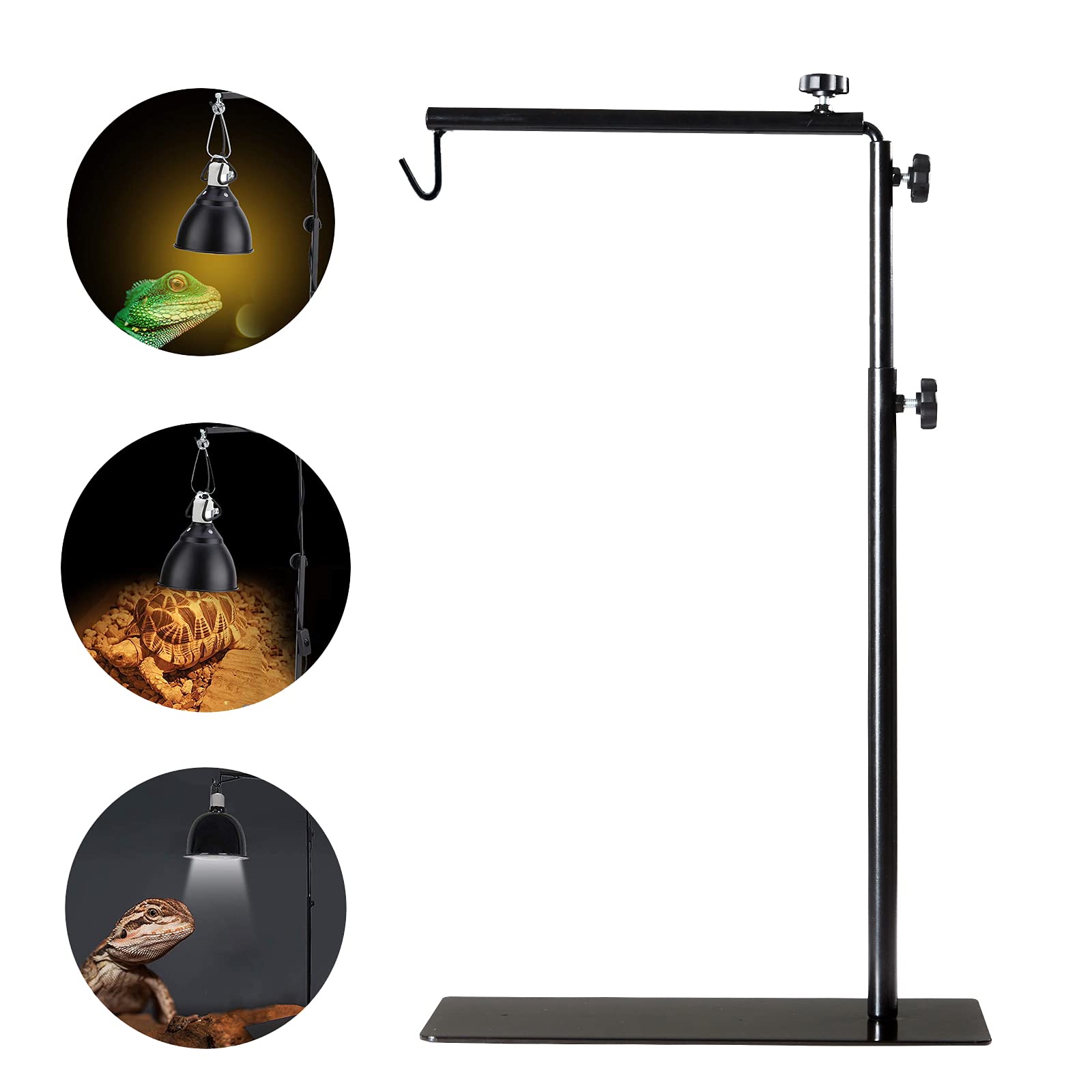 BETAZOOER Adjustable Reptile Lamp Stand - Metal Floor Light Holder Bracket for Reptile Terrarium Heating & UVB Lights - Perfect for Bearded Dragons, Snakes & Geckos Enclosures
