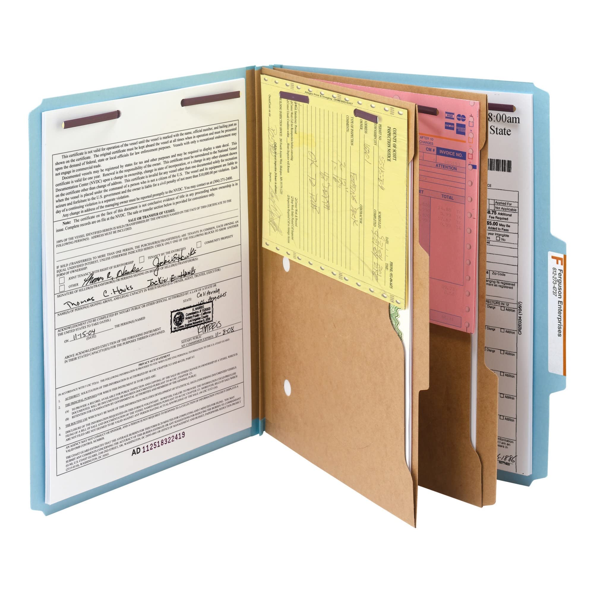 Smead Pressboard Classification File Folder with SafeSHIELD Fasteners - 2 Pocket Dividers, 2