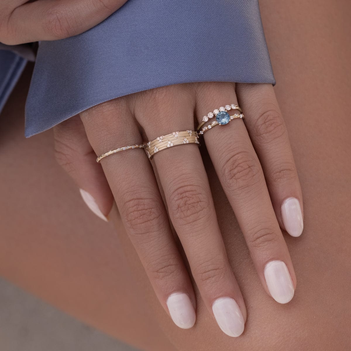 Starry Ocean Blue Ring for Women - Elegant Silver Wave Design Jewelry - Perfect for Beach Weddings, Date Nights & Gifts