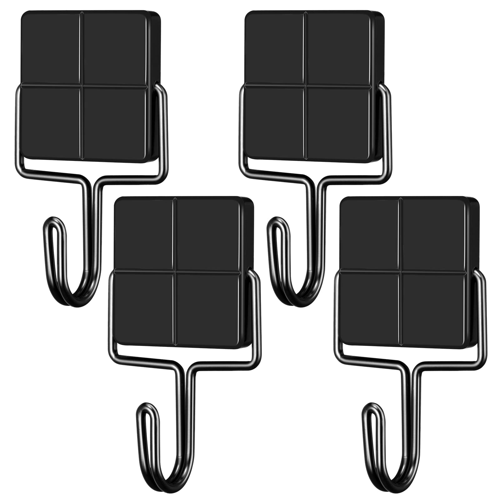 Heavy Duty Black Magnetic Hooks 30LBS - Strong Neodymium Refrigerator Magnets with Hooks - 4 Pack for Hanging Kitchen Utensils, Towels, Keys in Home, Office, Locker, Cruise & Industrial Use