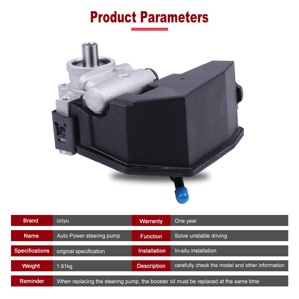 CCIYU Power Steering Pump Replacement for 96-01 Jeep Cherokee, 97-03 Jeep TJ & Wrangler - OEM 20-38771 - High Performance Steering Assist Pump for Smooth Driving & Off-Road Adventures