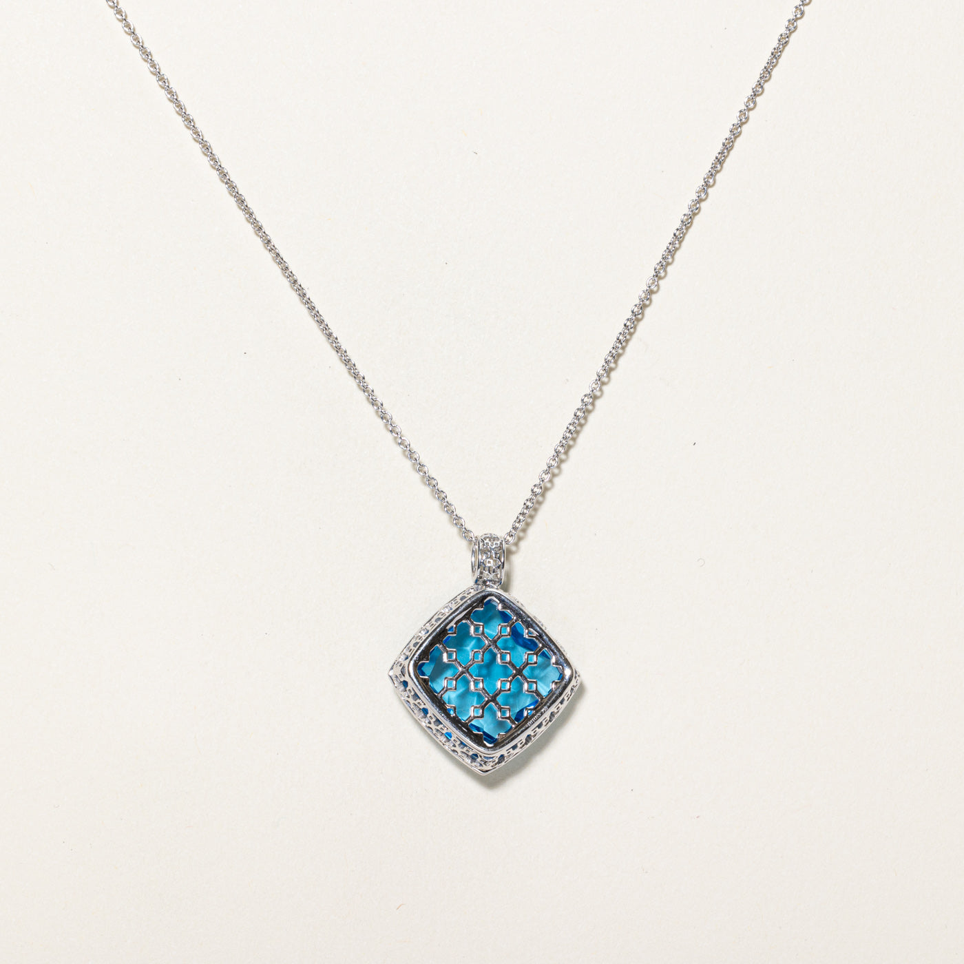 Blue Topaz & Diamond Halo Pendant Necklace - 20.00ct Natural Blue Topaz with 0.13ctw Diamond Accents - 18K Gold Plated Sterling Silver - Elegant Jewelry Gift for Women - Perfect for Weddings, Anniversaries & Special Occasions
