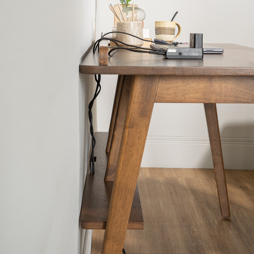 COLT 120cm Walnut Study Desk - Modern Writing Desk for Home Office, Dorm Room & Small Spaces - Sturdy Wooden Computer Desk with Ample Workspace