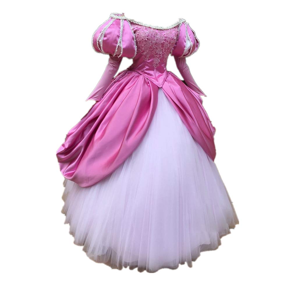 Ariel Princess Pink Dress with Pearl Sleeves - Elegant Halloween Costume for Girls | Disney Inspired Party Dress for Cosplay, Birthday & Special Occasions
