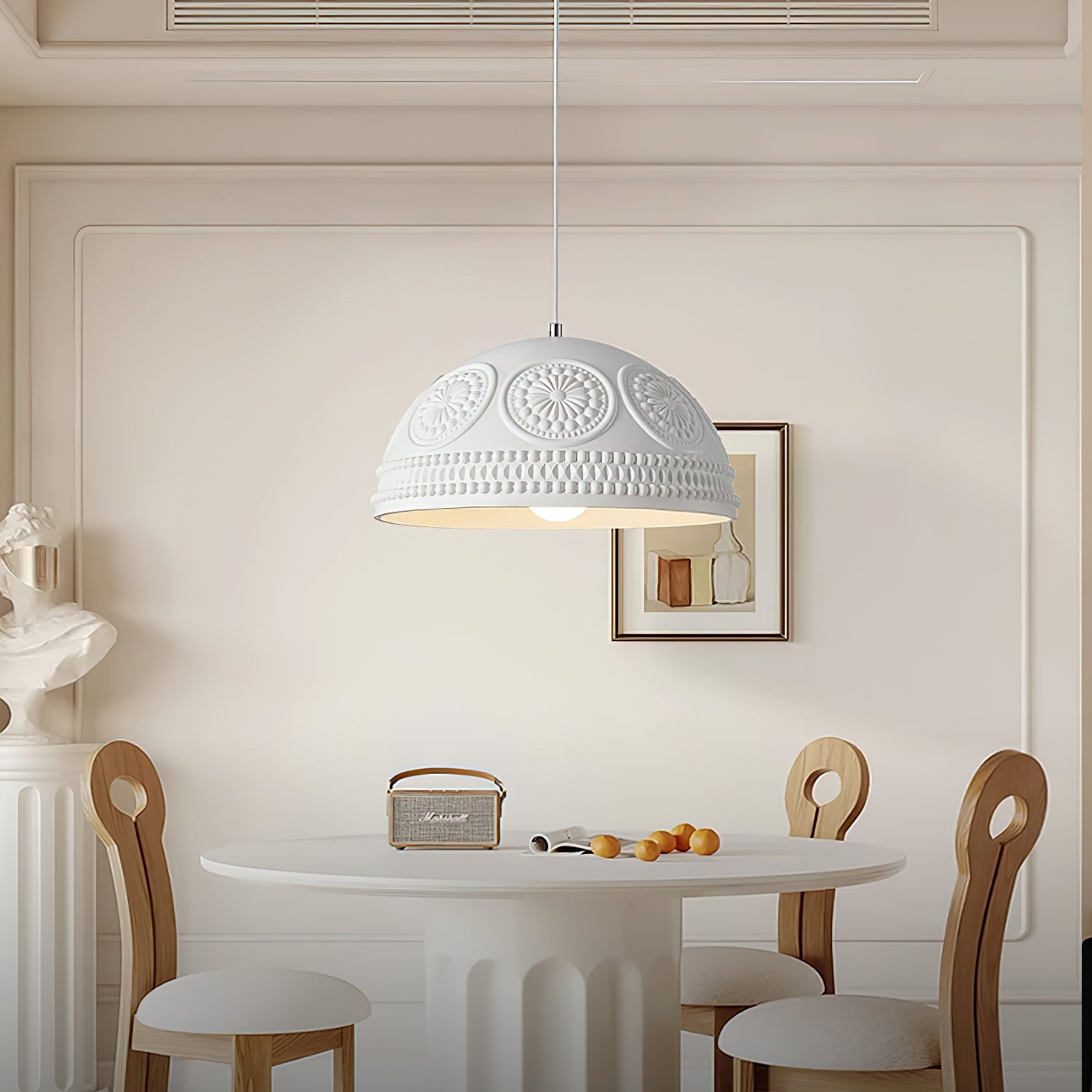Modern Embossed Ripple Pendant Light - Handcrafted Glass Ceiling Lamp for Dining Room, Kitchen Island & Living Room Decor