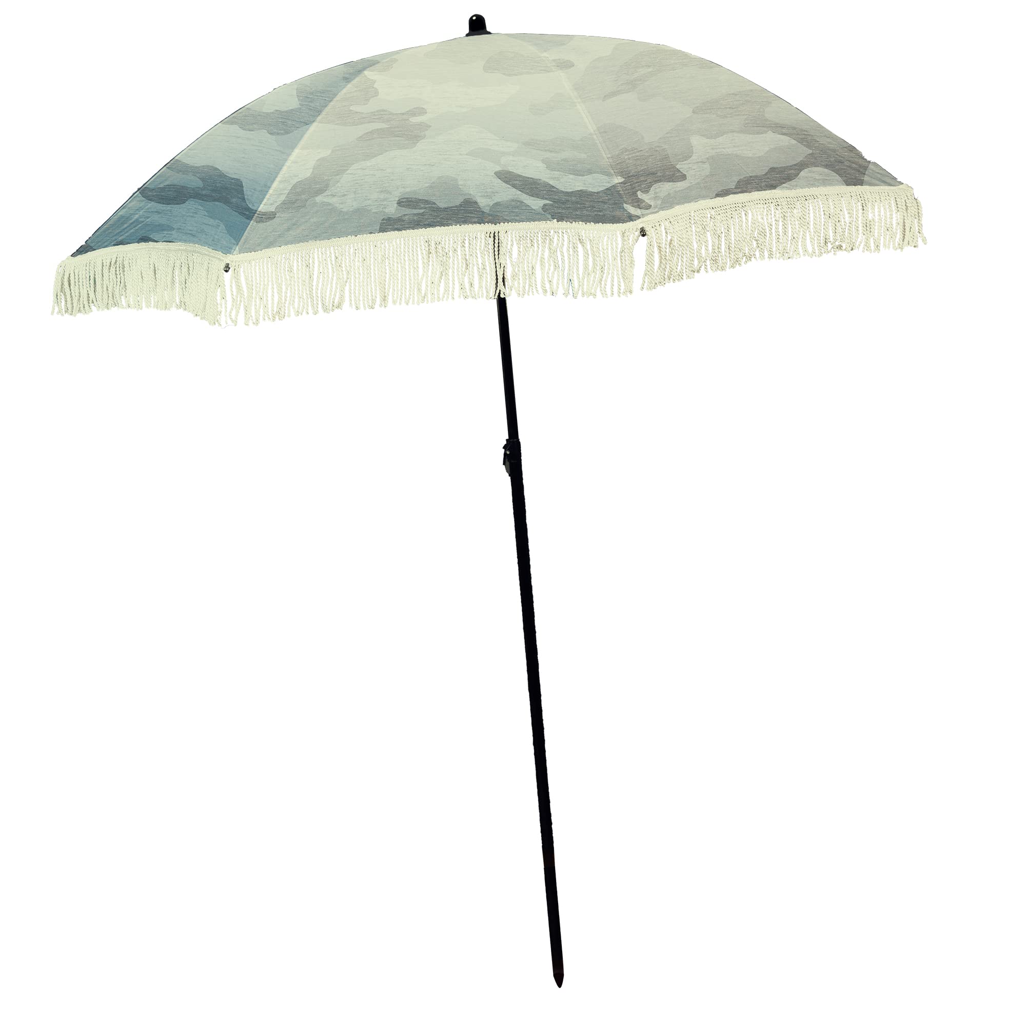 Best Windproof Beach Umbrella with Sand Anchor - Portable UV Protection Sun Umbrella for Sand, Sport & Outdoor Activities | Includes Denim Carry Bag & Fringe Design - Perfect for Beach Vacations, Poolside Relaxation & Summer Outdoor Adventures (Bahama Calliope Style)