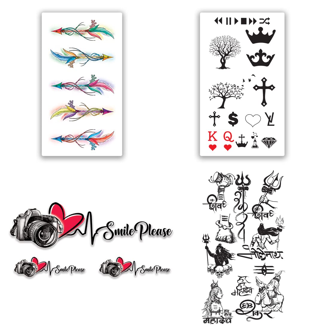 Line Art Infinity Love Temporary Tattoos - Pack of 4 Waterproof Body Stickers (2x4 Inch) for Men & Women | Perfect for Festivals, Parties & Self-Expression