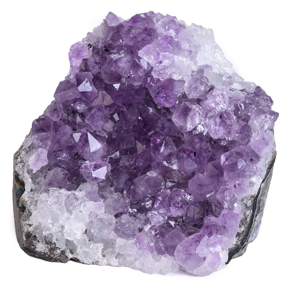 Natural Amethyst Crystal Cluster (1-2 lb) - Brazilian Light Purple Quartz Geode for Home Decor, Meditation & Healing Stone | Feng Shui, Office Desk Display, Gift Idea