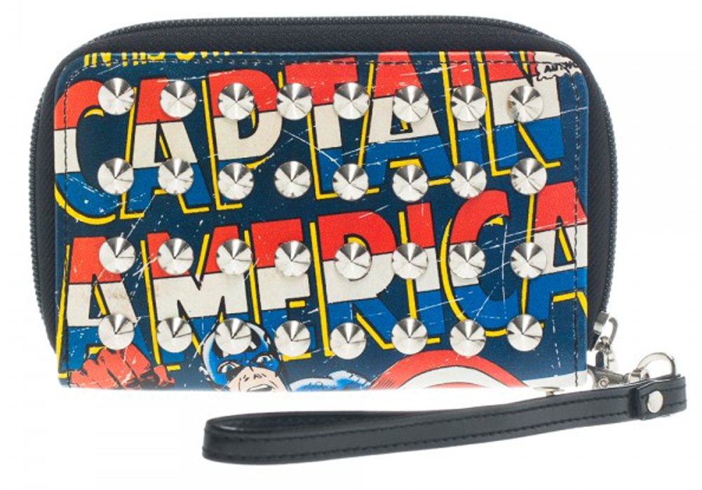 Marvel Comics Captain America Studded Wristlet Wallet - Stylish Superhero Wristlet for Women | Perfect for Cosplay, Comic Con & Everyday Use