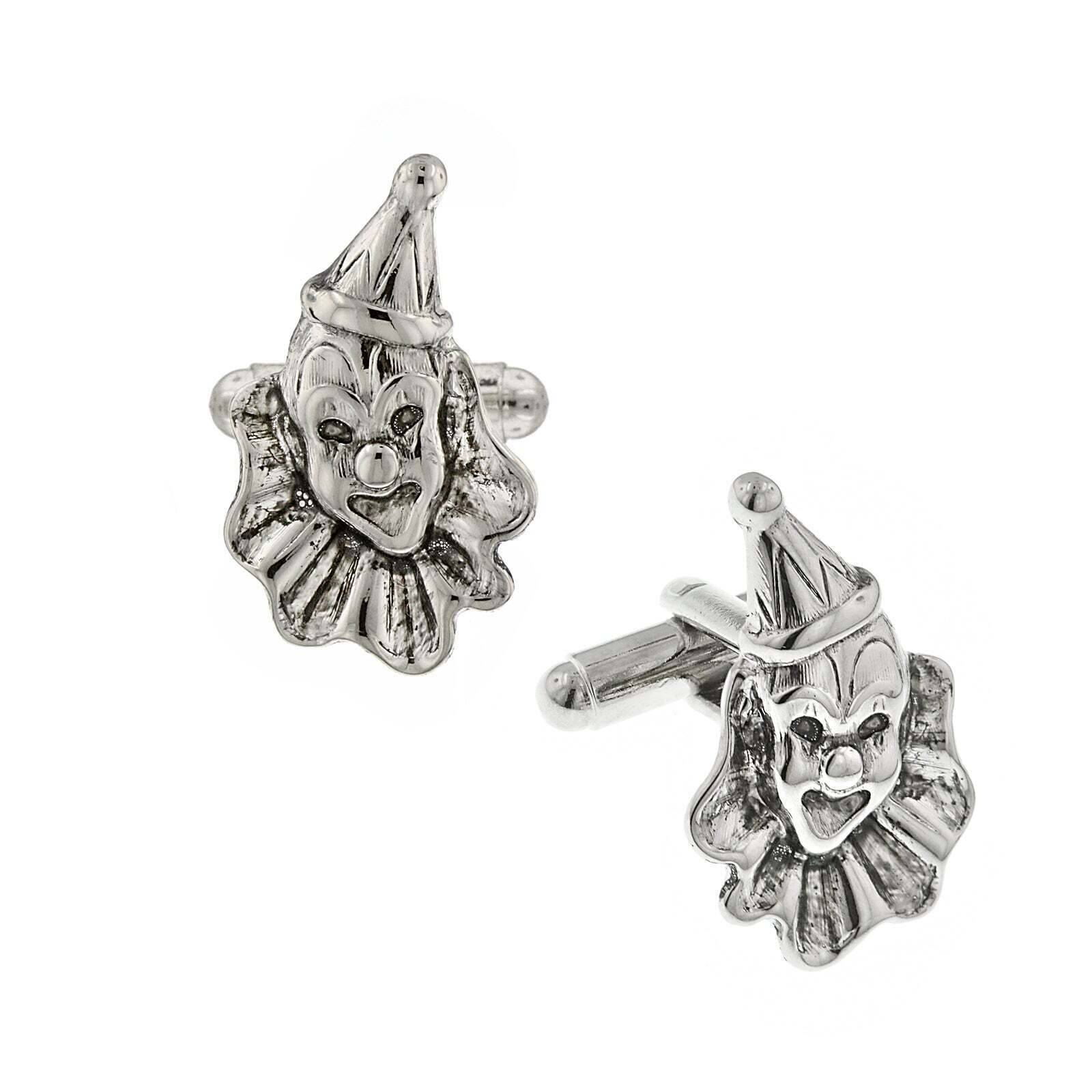 Vintage Circus Clown Cufflinks for Men - 1928 Jewelry Sterling Silver Cuff Links - Perfect for Formal Events, Weddings & Vintage Style Outfits