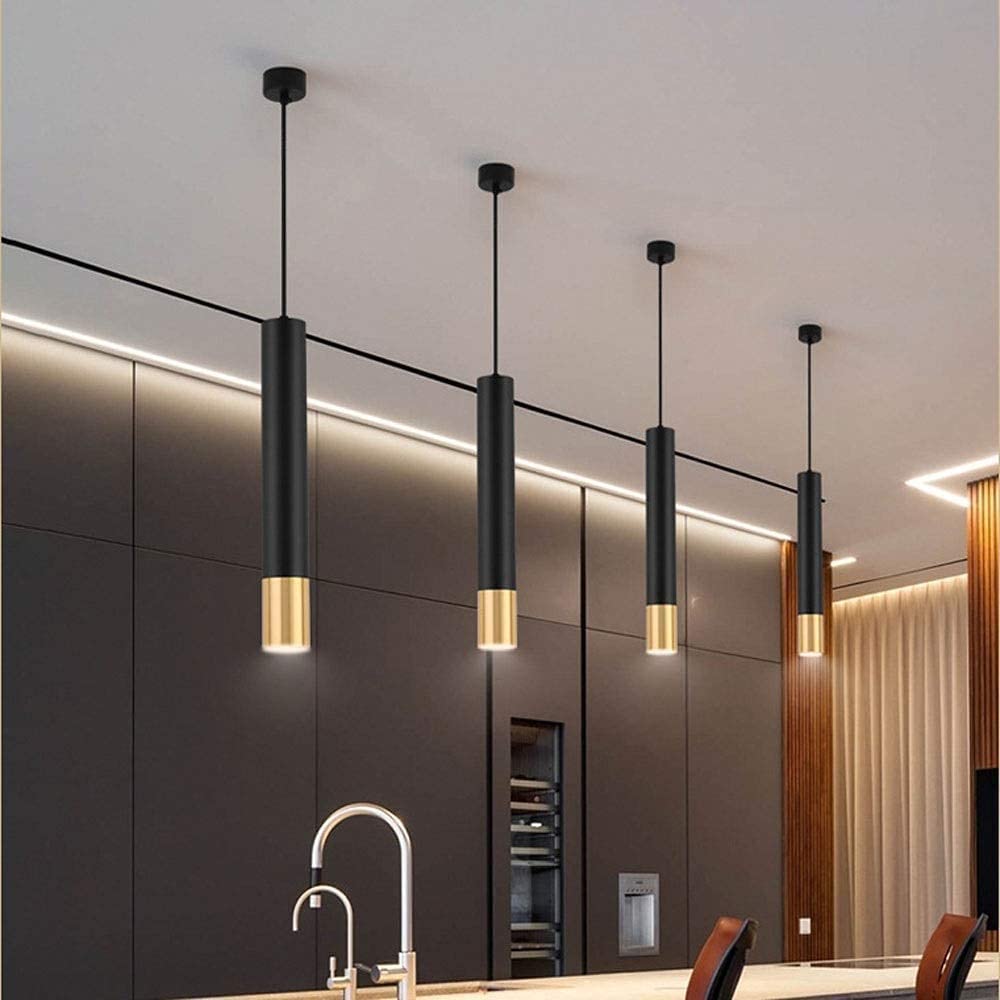 3 Pack Black Metal LED Pendant Lights - Adjustable Hanging Ceiling Spotlights for Kitchen Island, Dining Room, Living Room & Bedroom Decor | Dimmable Modern Suspension Lighting Fixtures | Perfect for Home, Restaurant and Office Lighting
