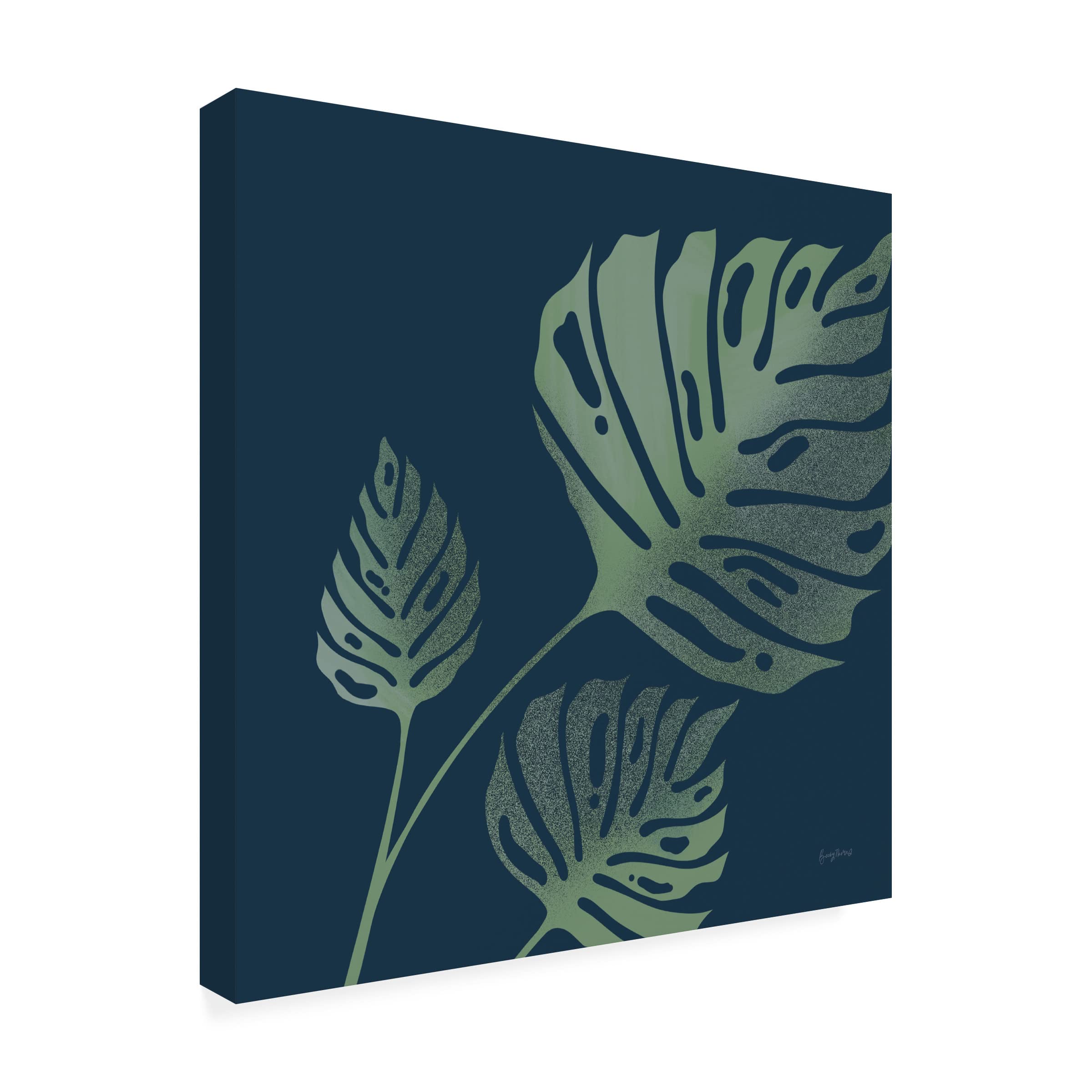 Trademark Fine Art 'Monstera I' Canvas Wall Art by Becky Thorns - Tropical Leaf Painting for Living Room, Bedroom & Office Decor