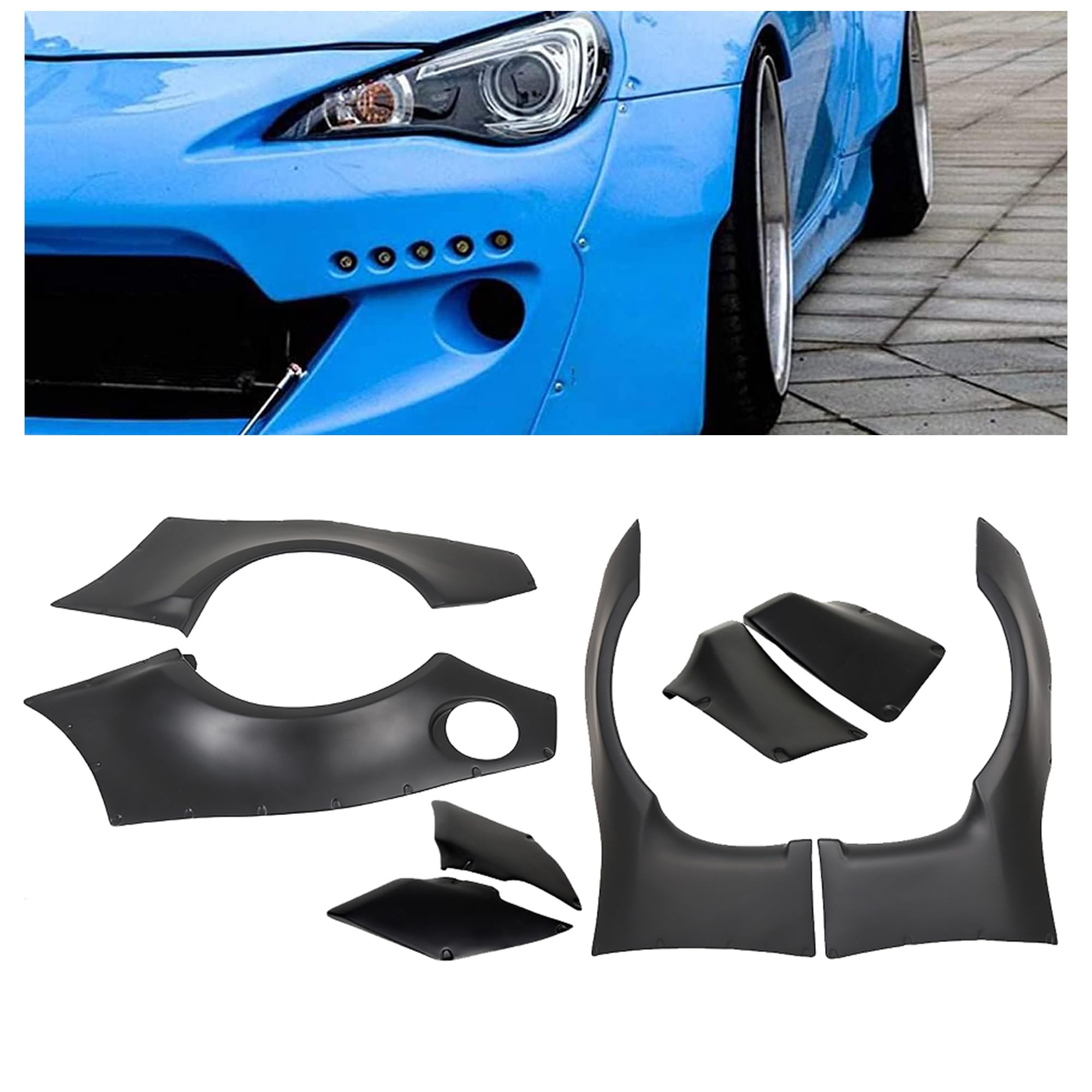 KUAFU Fender Flares Liners for 2013-2020 Scion FRS, Subaru BRZ & Toyota 86 - GR Style Wheel Cover Protector - Perfect for Off-Roading & Car Customization