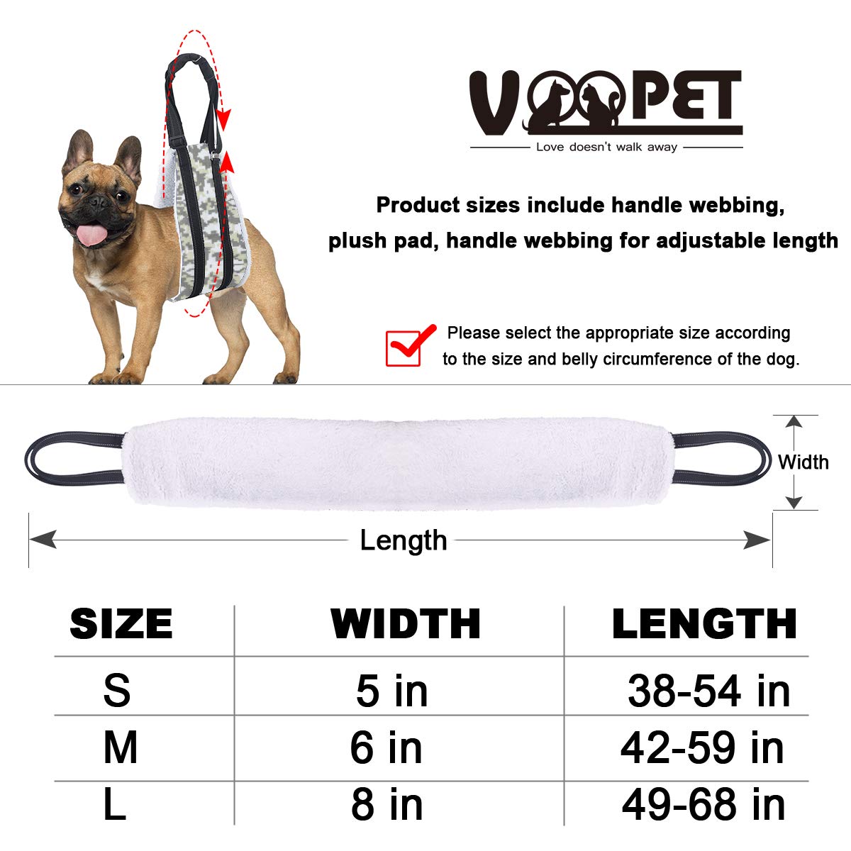 Voopet Dog Sling - Adjustable Hip Support Harness for Small, Medium & Large Dogs | Rear Leg Lift Assist for Canine Rehabilitation & Mobility Aid | Perfect for Post-Surgery Recovery, Arthritis Support & Elderly Dogs