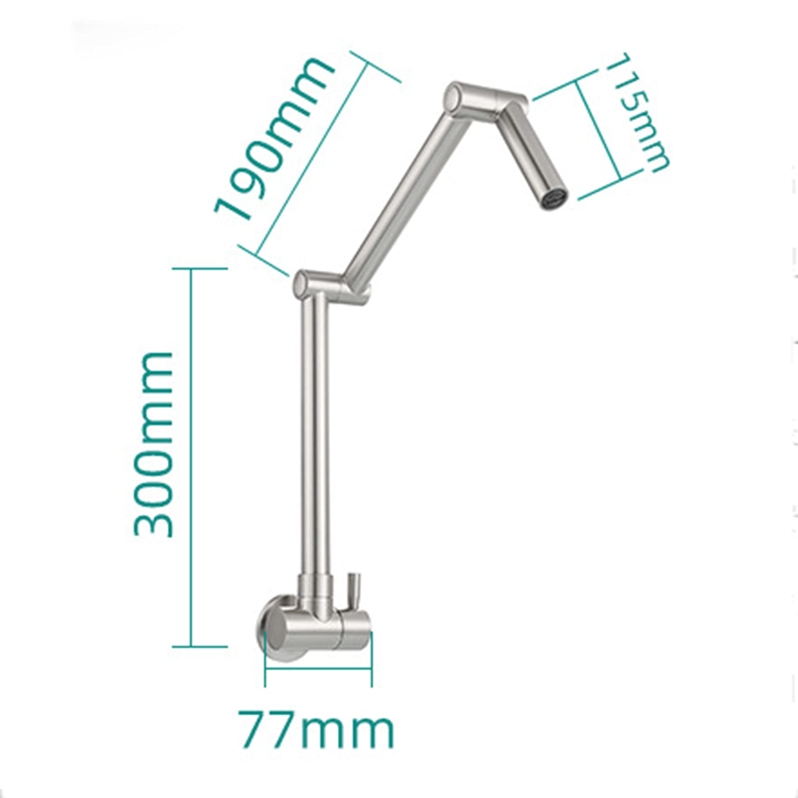 Commercial Brass Pot Filler Faucet - Single Cold Water Wall Mount Kitchen Sink Tap with Folding Stretchable Double Joint Swing Arms, Single Hole Single Handle, Brushed Nickel Finish - Ideal for Restaurant, Catering & Home Chef Cooking Stations