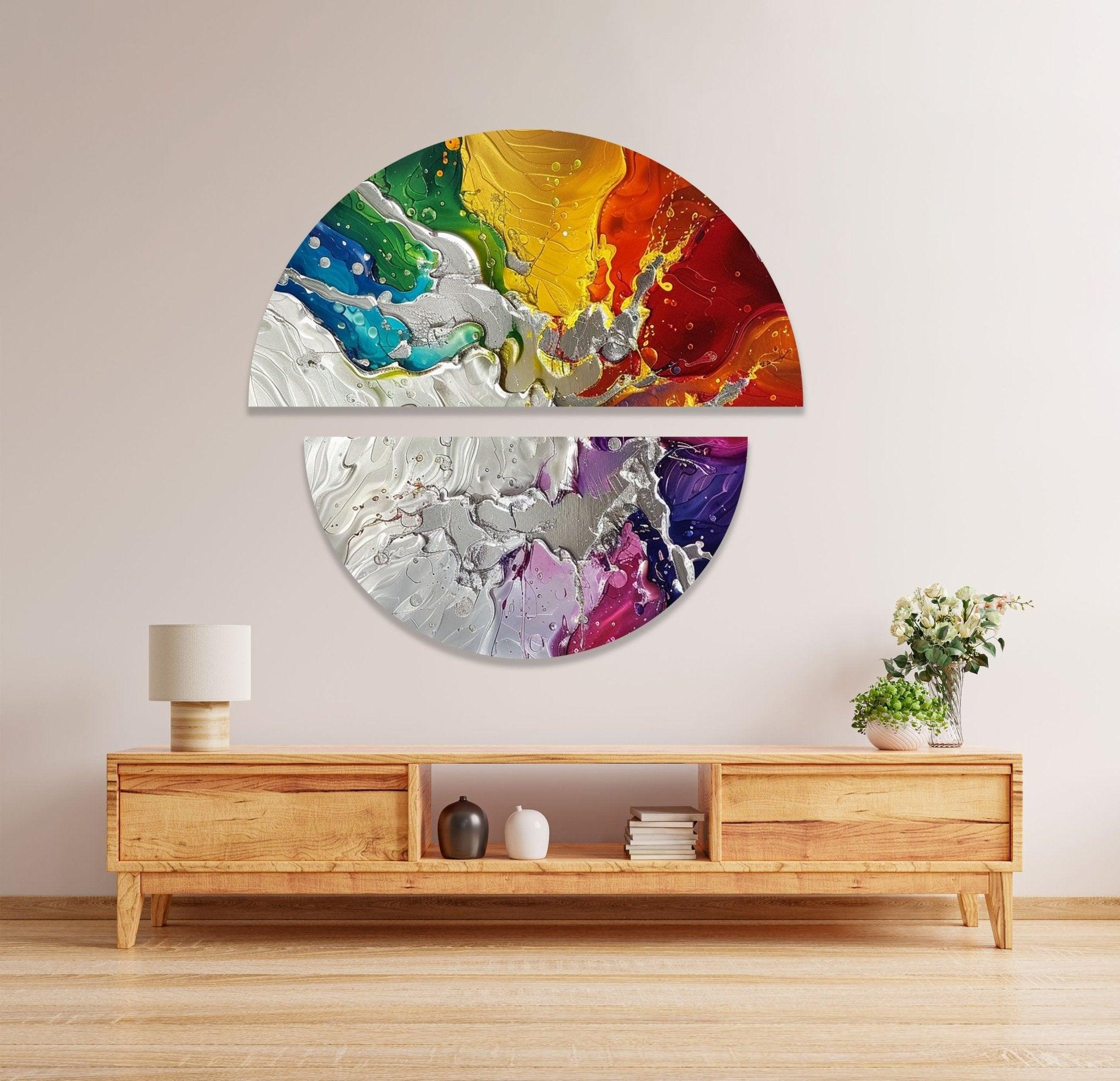 2 Piece Abstract Cracked Paint Glass Wall Art Set - Modern Home Decor for Living Room, Bedroom & Office - Shattered Glass Effect Canvas Painting for Unique Interior Design