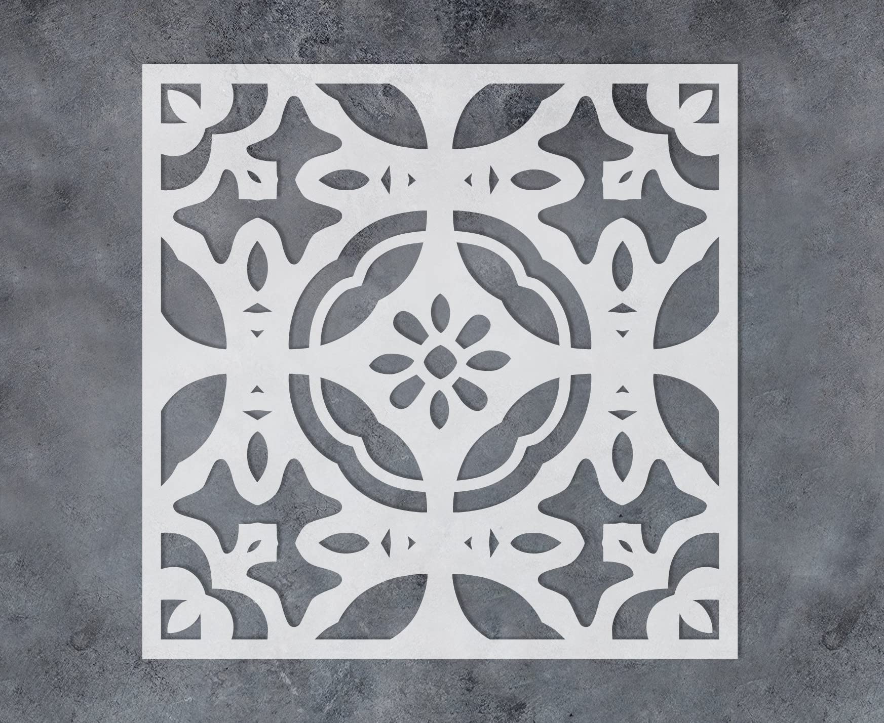 GSS Designs Reusable 12x12 Inch Large Tile Stencils for Painting - Floor, Wall, Fabric & Furniture Decoration - Concrete Stencils for Patio, DIY Home Decor & Craft Projects