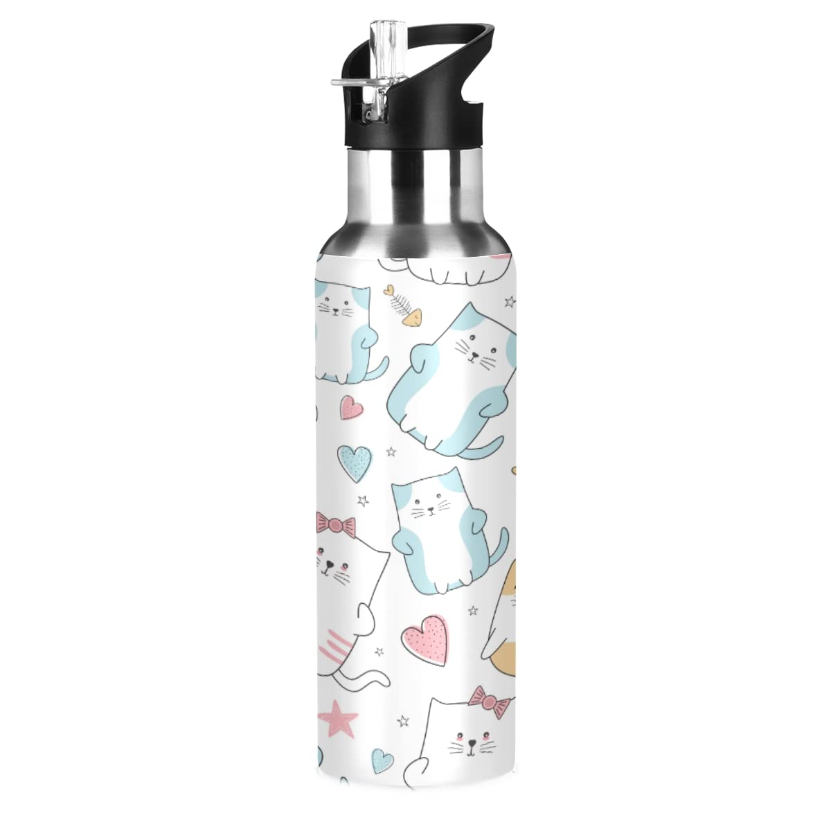 **Stainless Steel Vacuum Insulated Cat Water Bottle with Wide Handle - Leak-Proof & Durable for Travel, Hiking, and Outdoor Adventures**