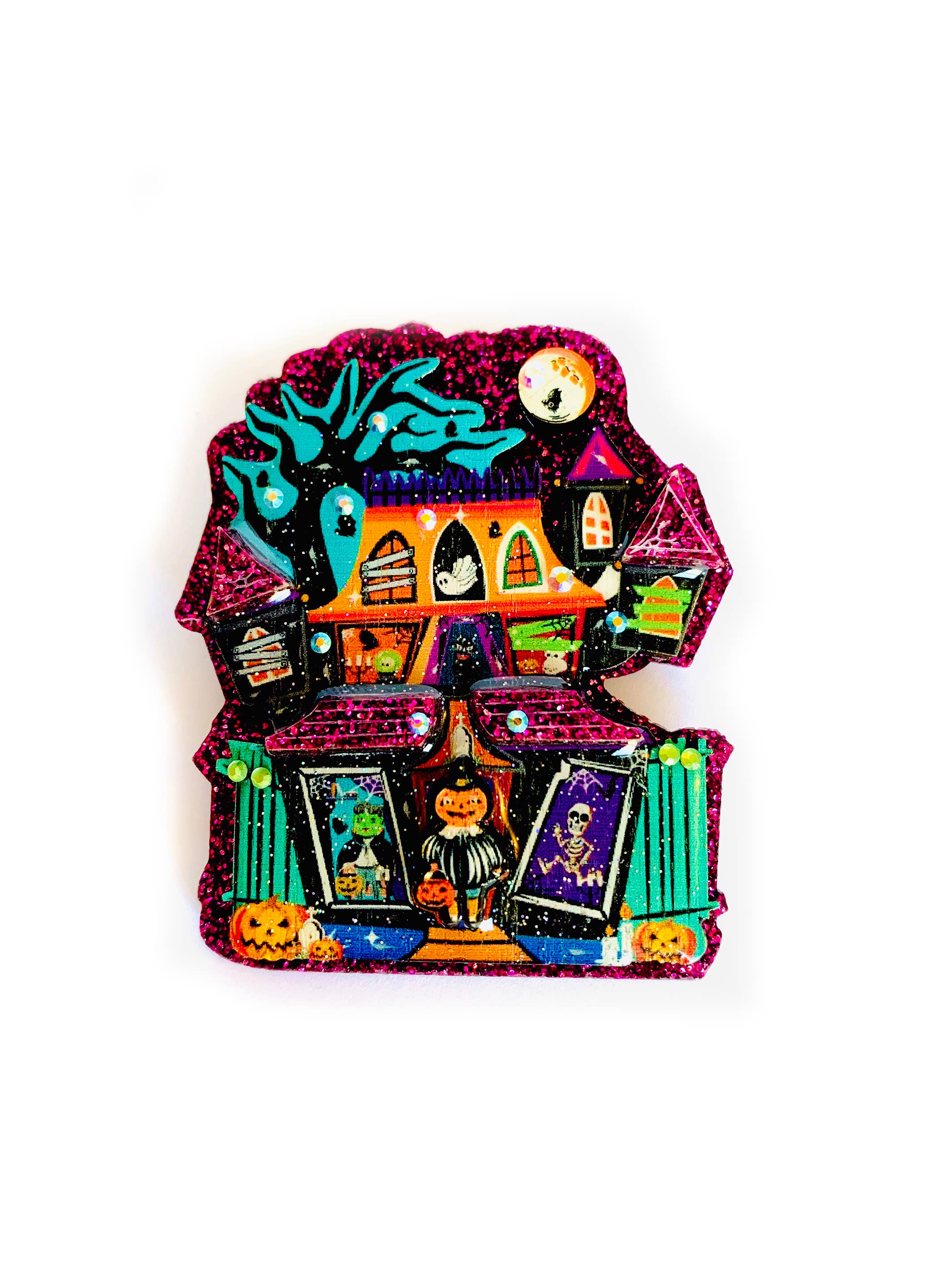 Spooky Halloween House Brooch - Vintage Gothic Pin by Rosie Rose Parker - Perfect for Costumes, Jackets & Accessory Collections