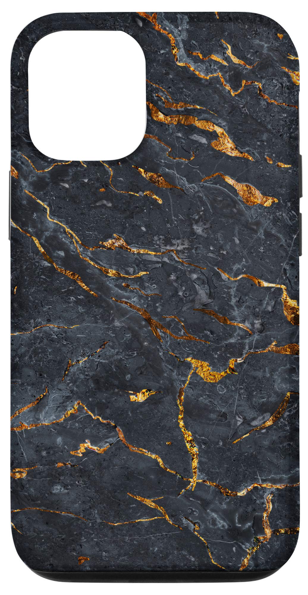 iPhone 12/12 Pro Marble Gold Art Case - Premium Black & Gold Marble-Like Design Protective Cover | Perfect for Everyday Use, Office & Special Occasions