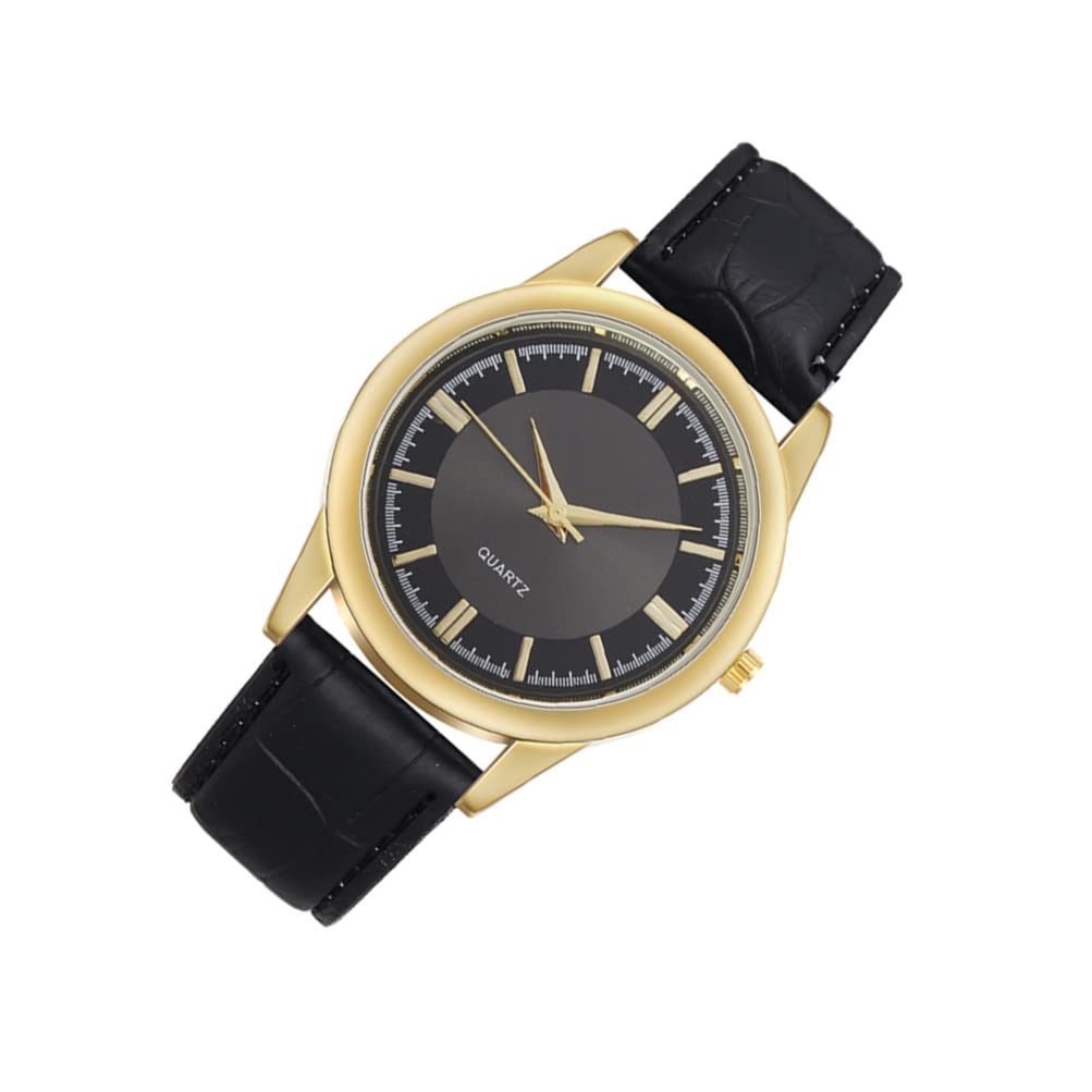 **Men's Black Leather Strap Watch - Stainless Steel Wrist Watch for Men | Casual, Business & Holiday Wear**