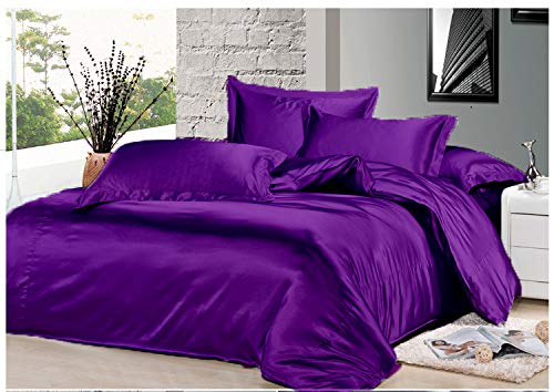 Luxury 100% Silk 4-Piece Bed Sheet Set - Ultra Soft & Breathable Fitted Sheet for 15-18