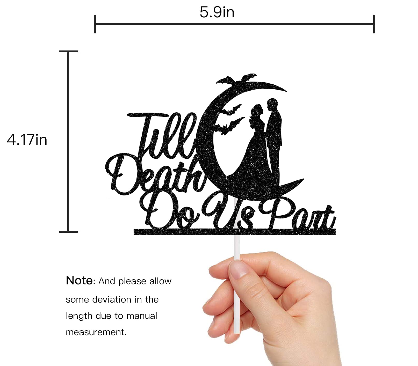Halloween 'Till Death Do Us Part' Cake Topper - Spooky Wedding & Bachelorette Party Decoration - Funny Black Cake Decor for Halloween Bridal Showers & Gothic Weddings - Perfect for Halloween Themed Celebrations & Dark Romance Events