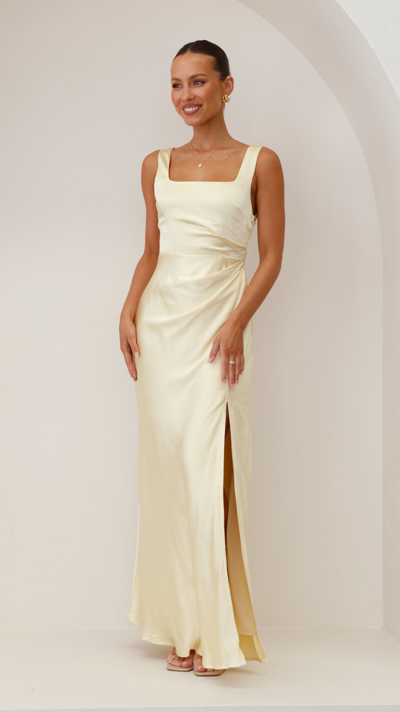 Alaria Maxi Dress for Women - Flowy Long Summer Dress in Yellow | Perfect for Beach, Vacation & Casual Outings