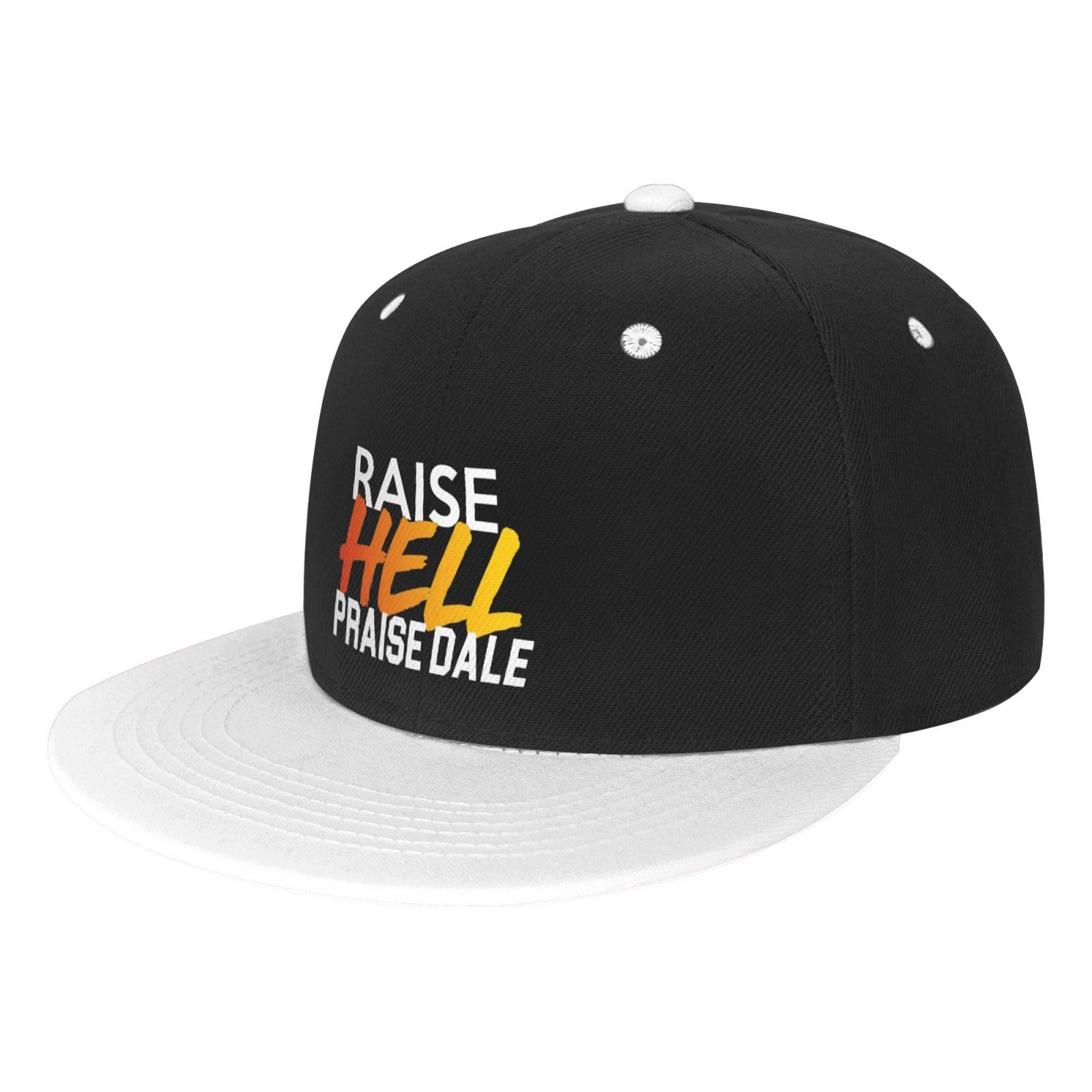 Raise Hell Praise Dale Snapback Hat - Hip Hop Flat Brim Baseball Cap Adjustable for Men & Women - White - Perfect for Streetwear, Concerts & Hip Hop Fashion