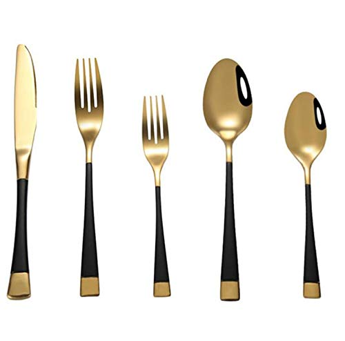 Premium MBB Banquet Flatware Set - 24-Piece Black & Gold Stainless Steel Cutlery Set for 3, Elegant Dinnerware for Wedding, Party & Holiday Dining Service