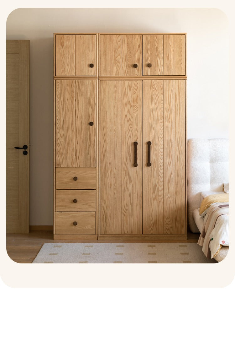 Solid Oak Wood Kids Wardrobe - Durable & Stylish Children's Closet Organizer for Bedroom, Nursery, or Playroom Storage