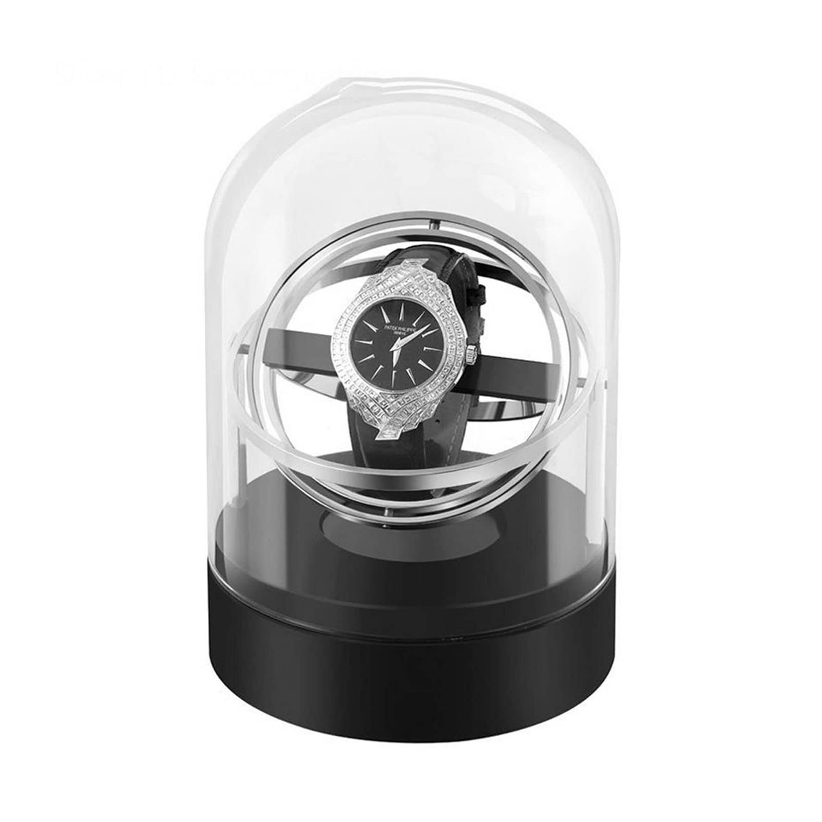 Premium Automatic Watch Winder for Men & Women - Single Watch Storage Case with Glass Cover, USB Rechargeable, Silent Motor - Perfect for Rolex, Omega & Luxury Watches (Silver) | Collector Display & Travel Protection