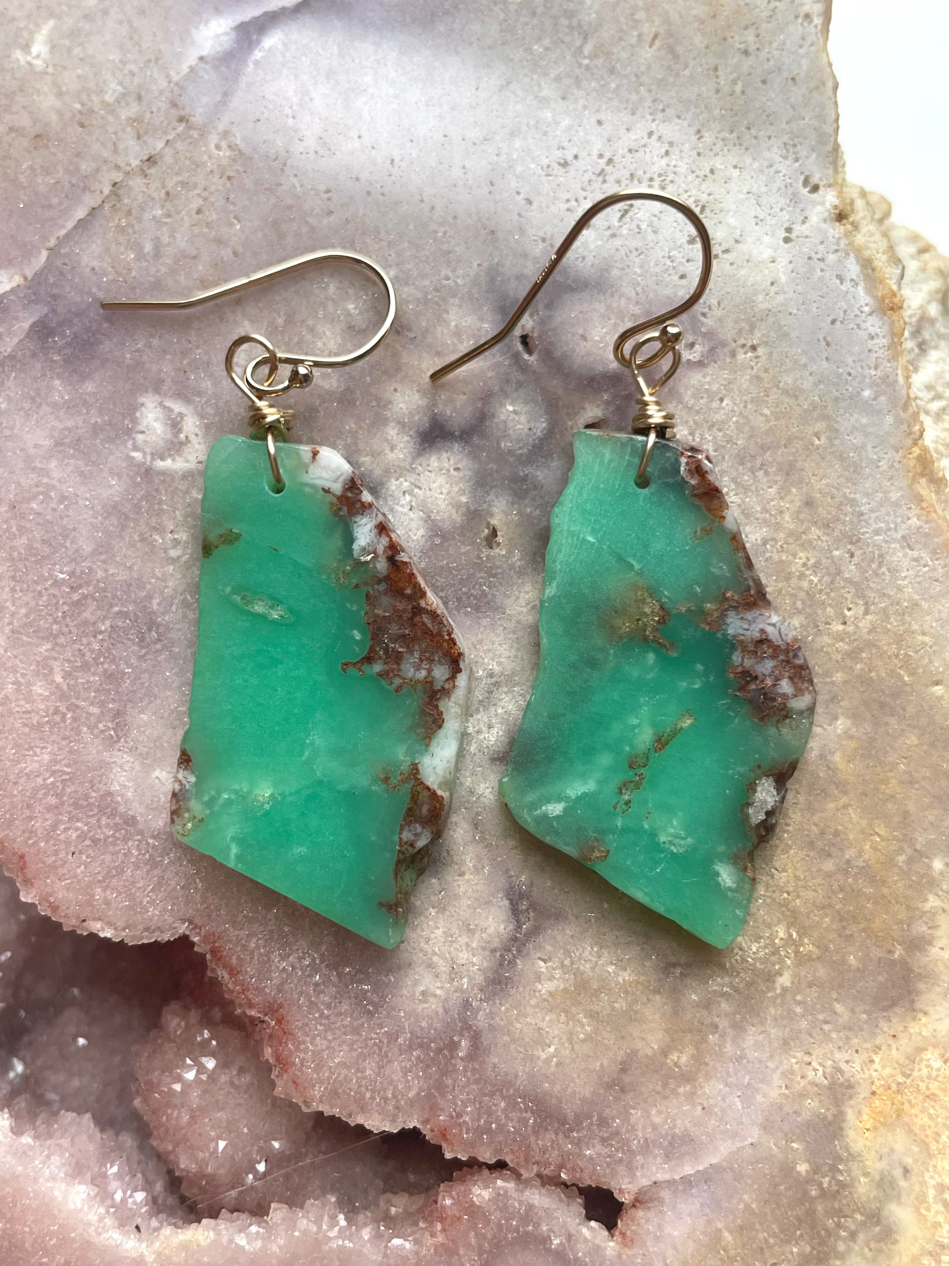 Stunning Chrysoprase Statement Earrings in 14K Gold Fill - Elegant Dangle Earrings for Women, Perfect for Weddings, Parties & Special Occasions