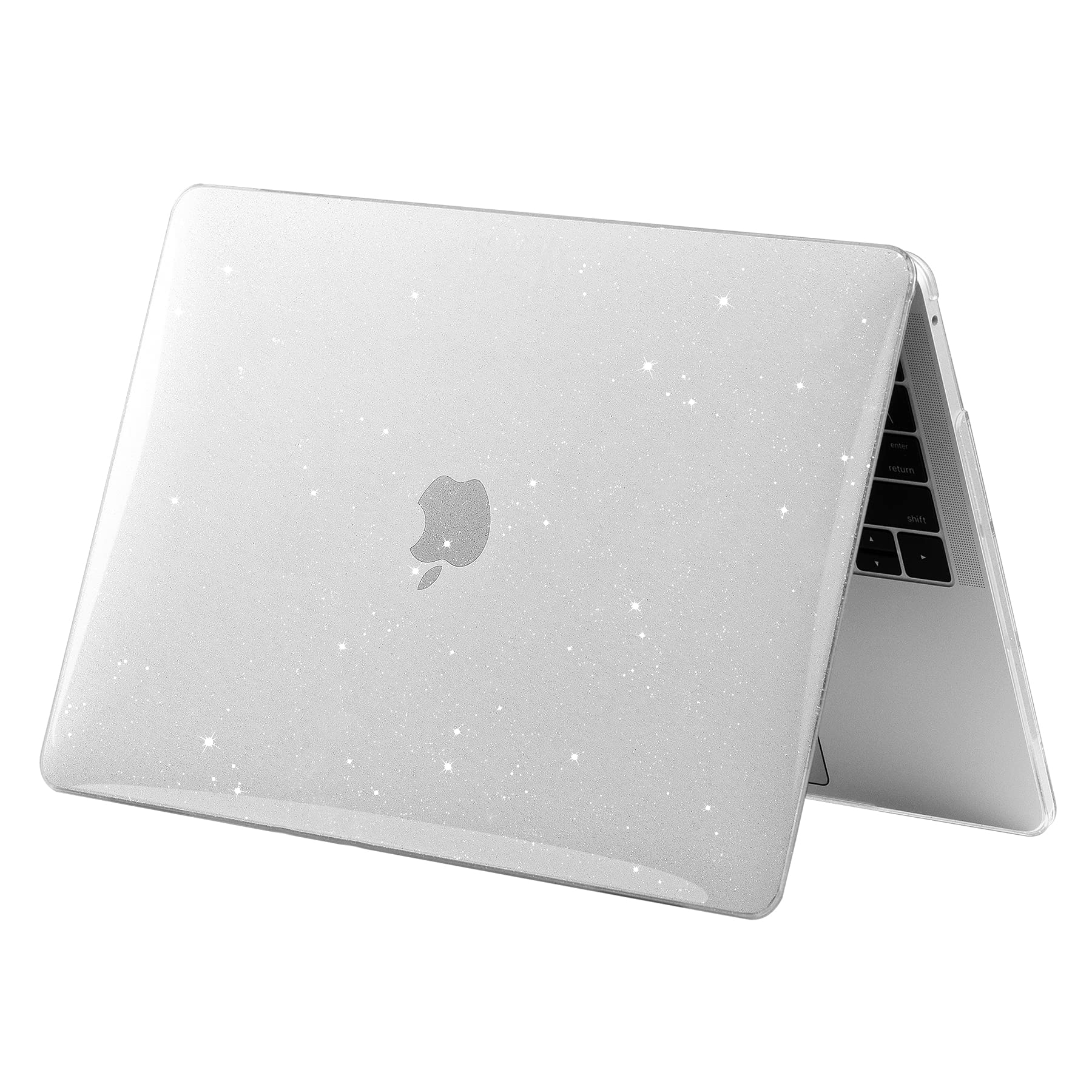 MacBook Air 13 inch Case (2010-2017 Models A1466/A1369) - Glitter Sparkle Translucent Plastic Shell Cover with Keyboard Skin - White | Perfect for School, Work & Travel Protection