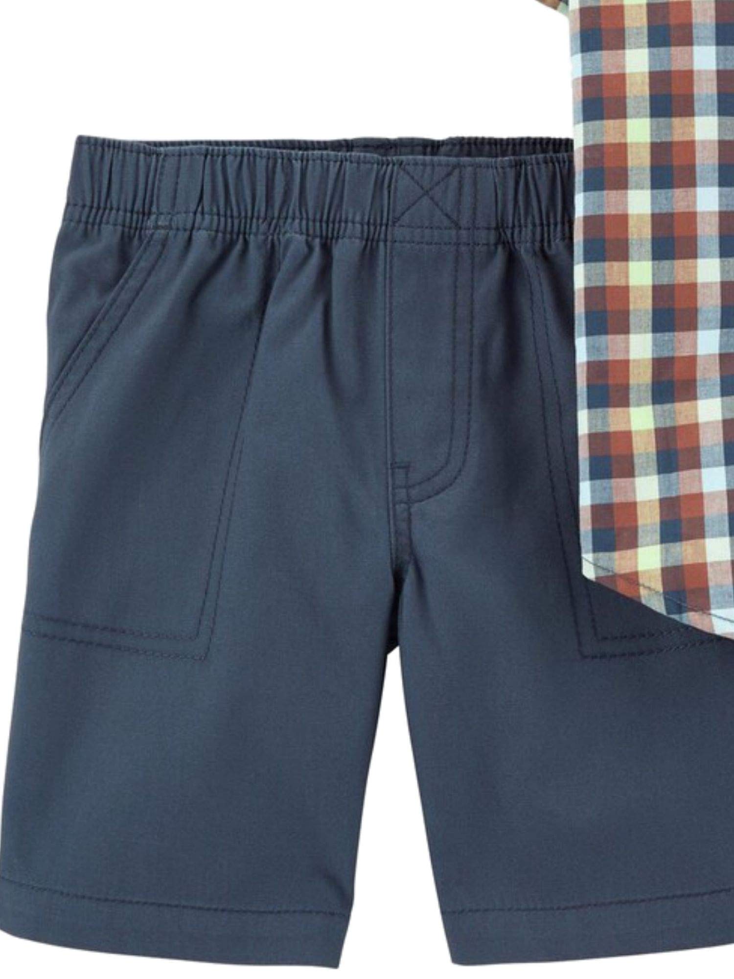 Carters Baby Boy Blue Plaid Button-Up Shirt & Shorts Set - Casual Outfit for Infants & Toddlers | Perfect for Family Photos, Playdates & Special Occasions
