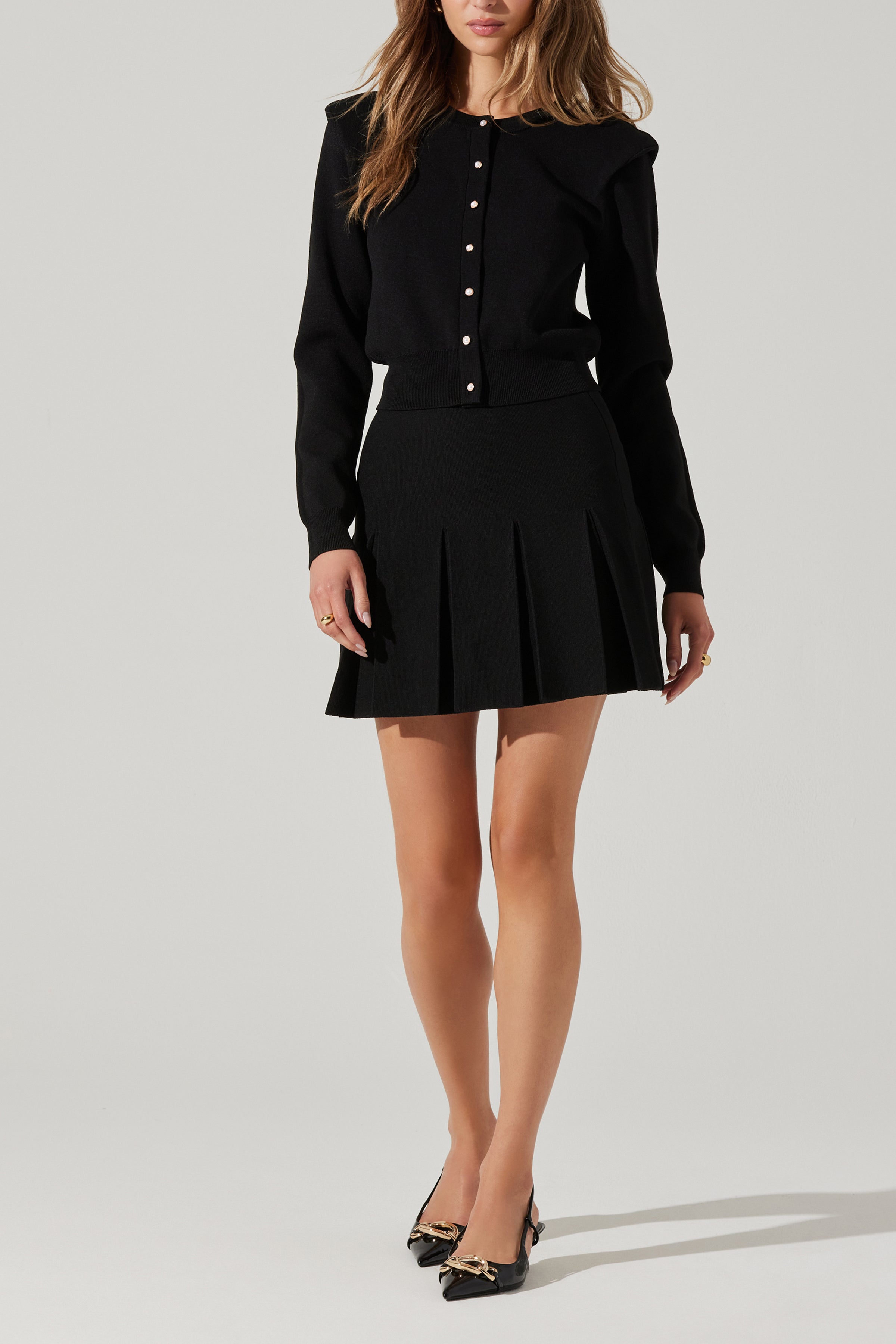 Denisa Pleated Mini Skirt for Women - Black A-Line High Waist Skirt | Perfect for Casual Outfits, Date Nights & Office Wear