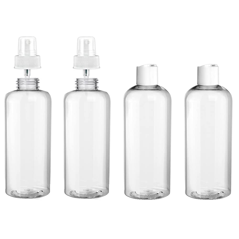 4-Pack 100ml Clear Empty Plastic Bottles with Spray Dispenser - Travel-Friendly Refillable Containers for Toiletries, Cosmetics & Essential Oils - Perfect for TSA Compliance, Gym, Camping & Home Organization
