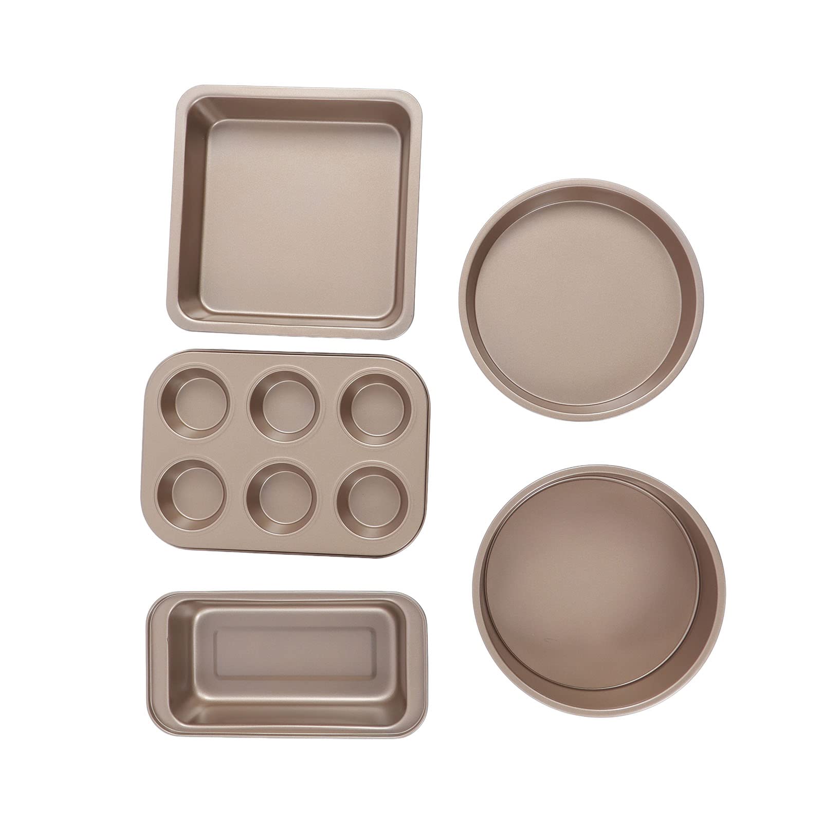 Professional Carbon Steel Bakeware Set - Non-Stick & Easy Demold Kitchen Baking Kit for Home Bakers (Gold) | Perfect for Cakes, Bread, Cookies & Pastries
