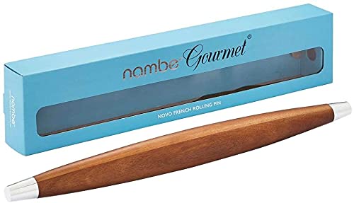 Nambé Novo French Rolling Pin - Premium Acacia Wood Pastry Roller for Fondant, Pie Crust, Cookies & Dough | Tapered Design & Smooth Finish | Essential Baking Tool for Home Chefs & Professional Kitchens | Perfect for Holiday Baking, Wedding Cakes & Artisan Bread Making